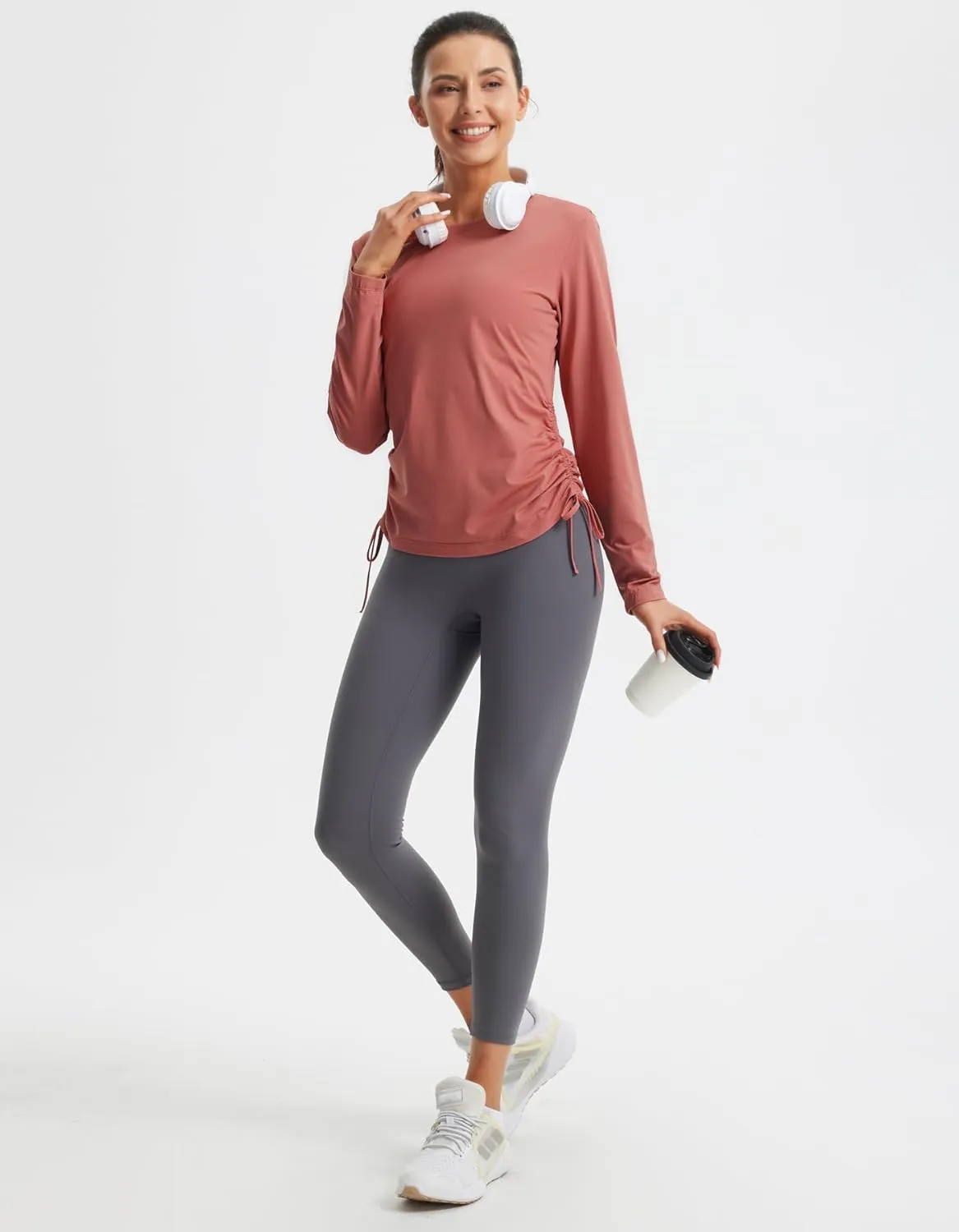 Libin Women's Long Sleeve Workout Tops UPF 50  Sun Protection Shirts Open Back Quick Dry Athletic Yoga Running T Shirt