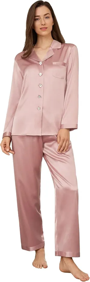 LilySilk Silk Pajamas for Women Pure Full Length Long 22 Momme 100% Mulberry Silk Luxury