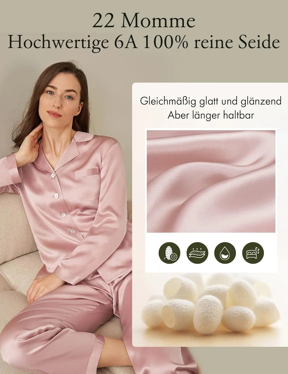 LilySilk Silk Pajamas for Women Pure Full Length Long 22 Momme 100% Mulberry Silk Luxury