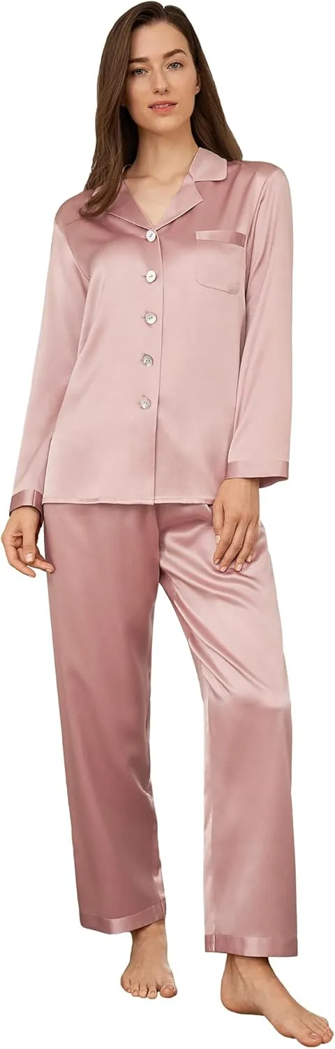 LilySilk Silk Pajamas for Women Pure Full Length Long 22 Momme 100% Mulberry Silk Luxury