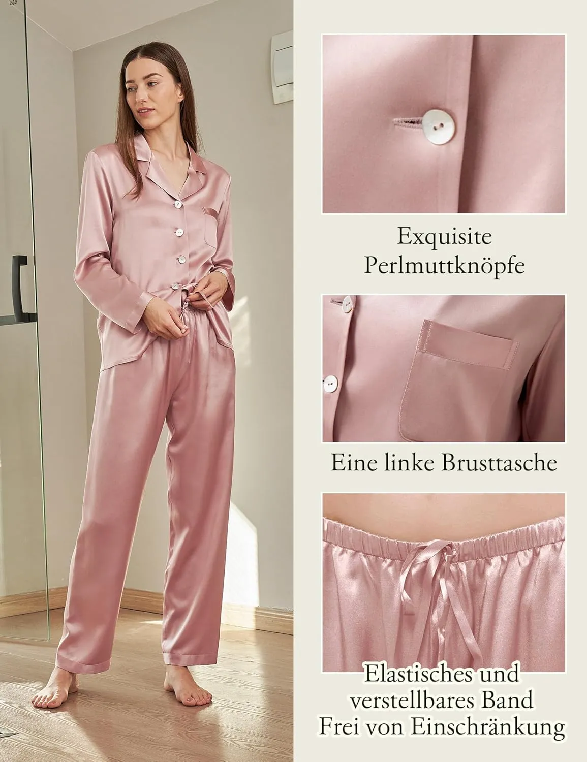 LilySilk Silk Pajamas for Women Pure Full Length Long 22 Momme 100% Mulberry Silk Luxury