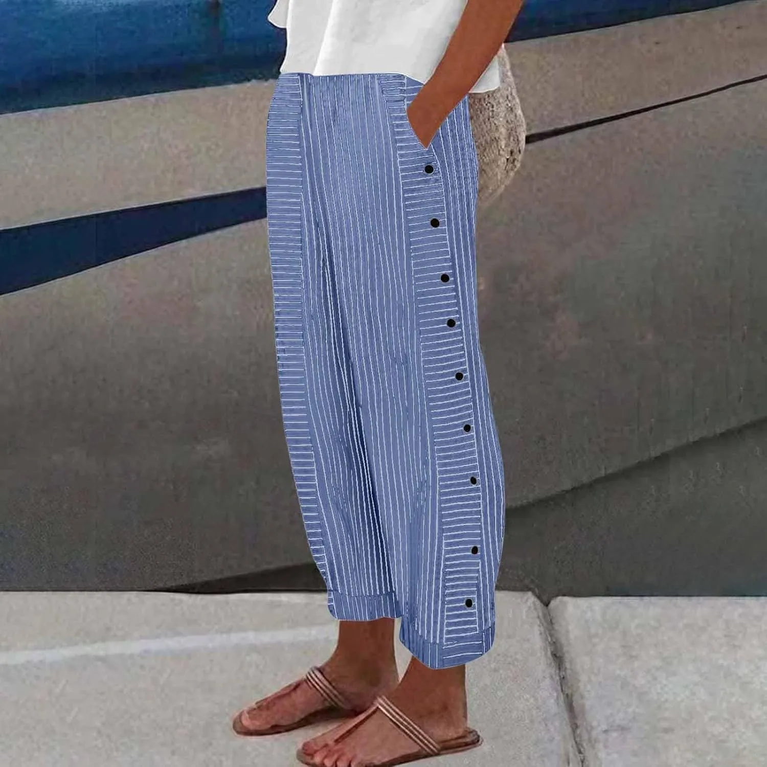 Linen Pants for Women, Peasant Pants Casual Straight Leg Linen Breathable Lounge