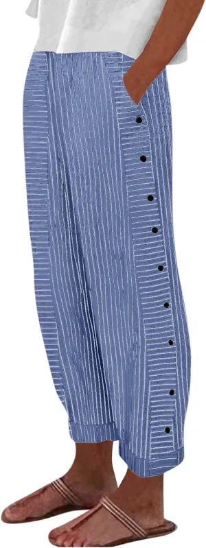 Linen Pants for Women, Peasant Pants Casual Straight Leg Linen Breathable Lounge