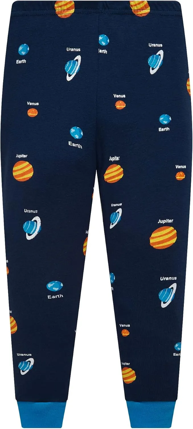 Little Boy Space Pajama Set 100% Cotton Dinosaur Sleepwear Long Sleeve Pjs 3-7T