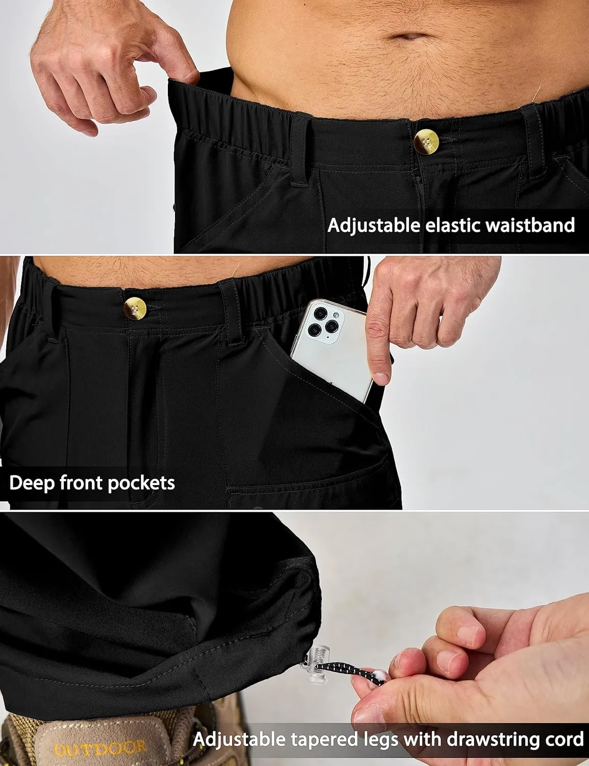 Little Donkey Andy Men's Stretch Convertible Pants Zip-Off Lightweight Quick-Dry Hiking Fishing Travel Pants