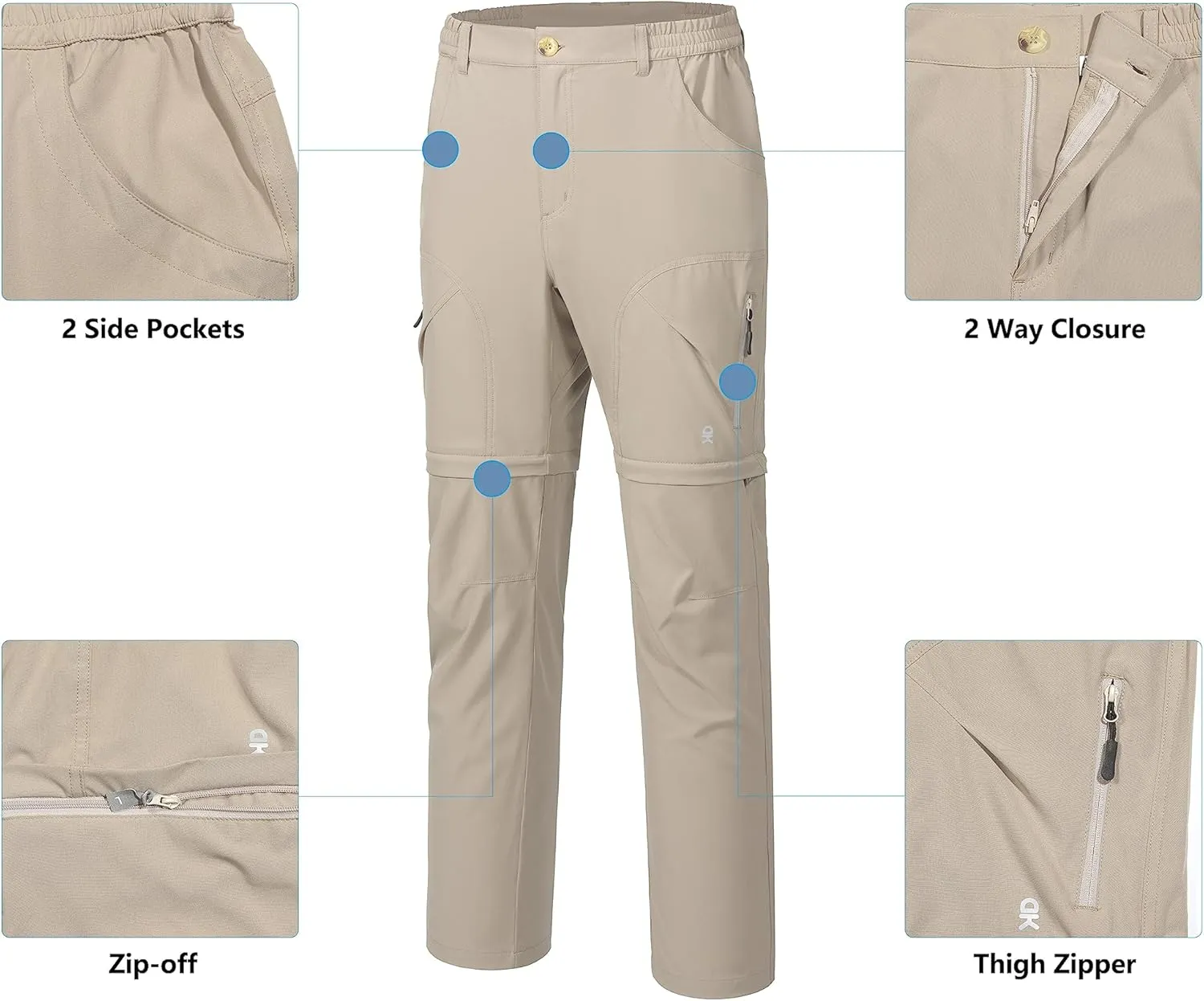 Little Donkey Andy Men's Stretch Convertible Pants Zip-Off Lightweight Quick-Dry Hiking Fishing Travel Pants