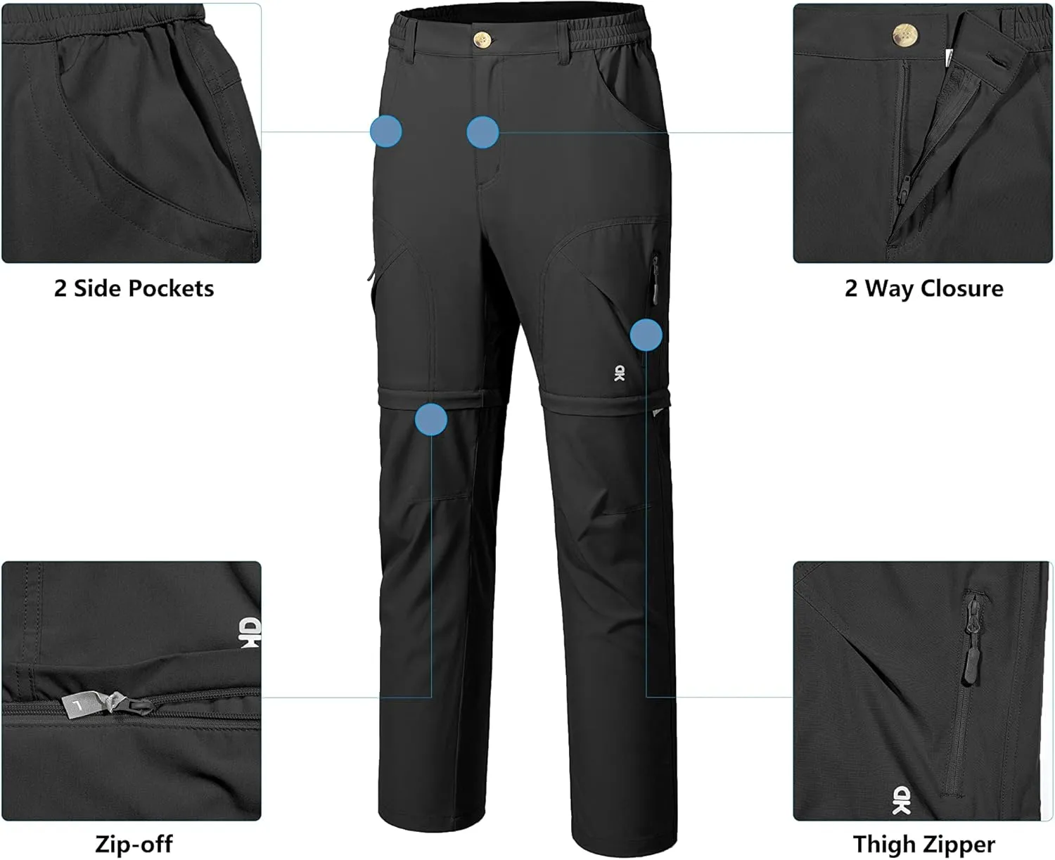 Little Donkey Andy Men's Stretch Convertible Pants Zip-Off Lightweight Quick-Dry Hiking Fishing Travel Pants