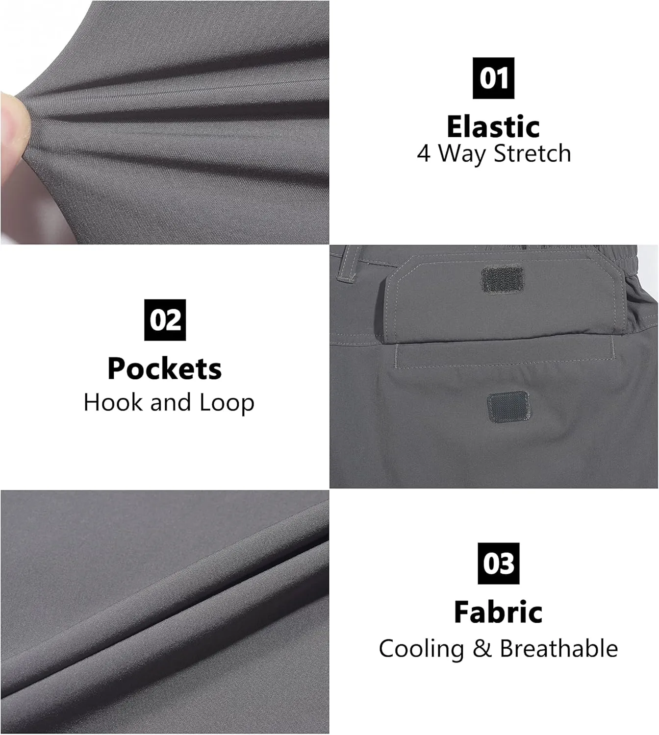 Little Donkey Andy Men's Stretch Convertible Pants Zip-Off Lightweight Quick-Dry Hiking Fishing Travel Pants