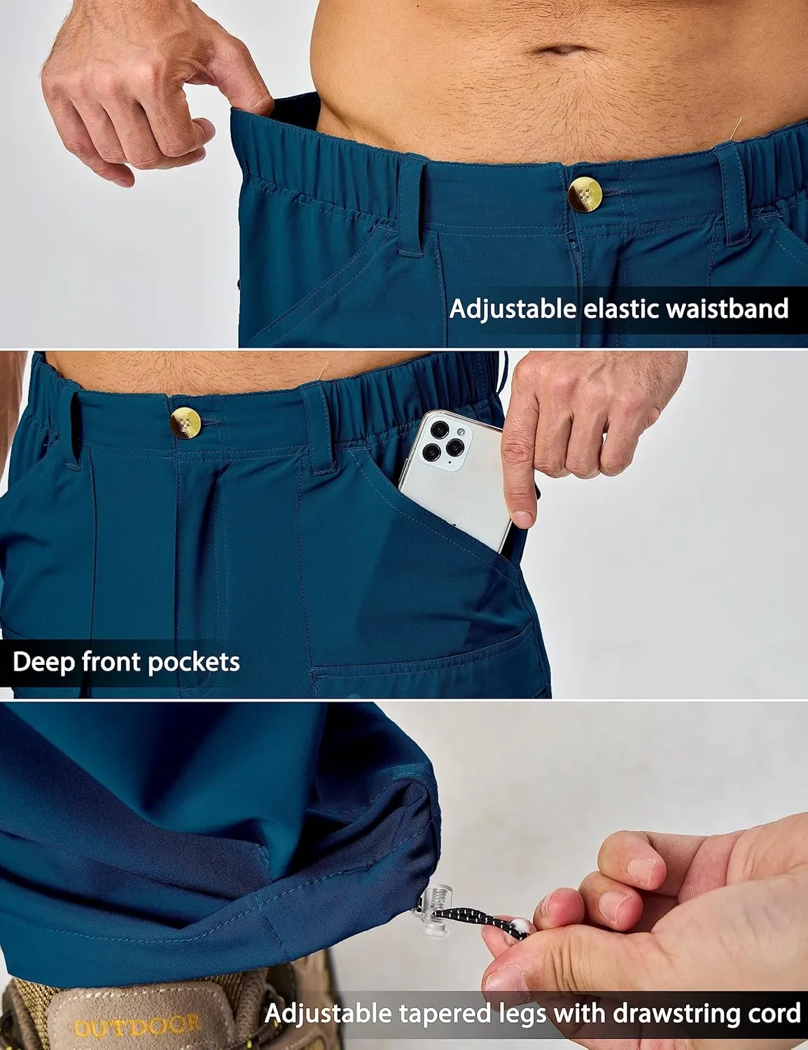Little Donkey Andy Men's Stretch Convertible Pants Zip-Off Lightweight Quick-Dry Hiking Fishing Travel Pants