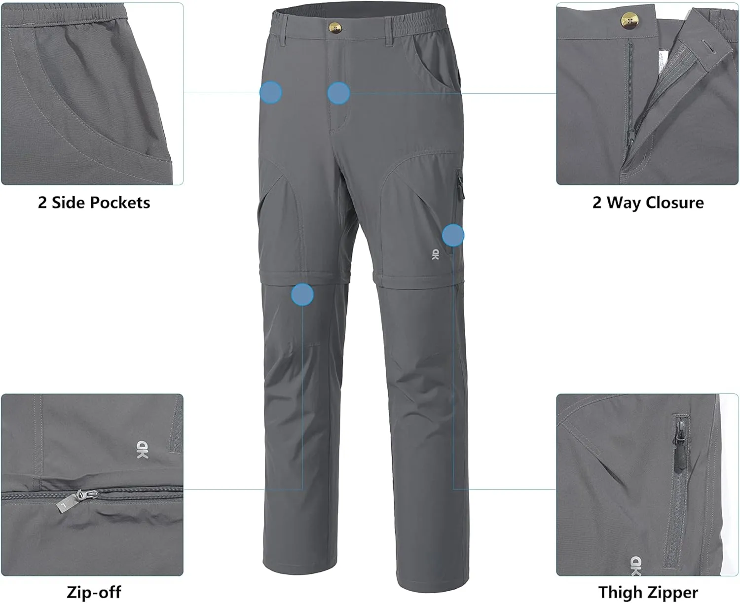 Little Donkey Andy Men's Stretch Convertible Pants Zip-Off Lightweight Quick-Dry Hiking Fishing Travel Pants