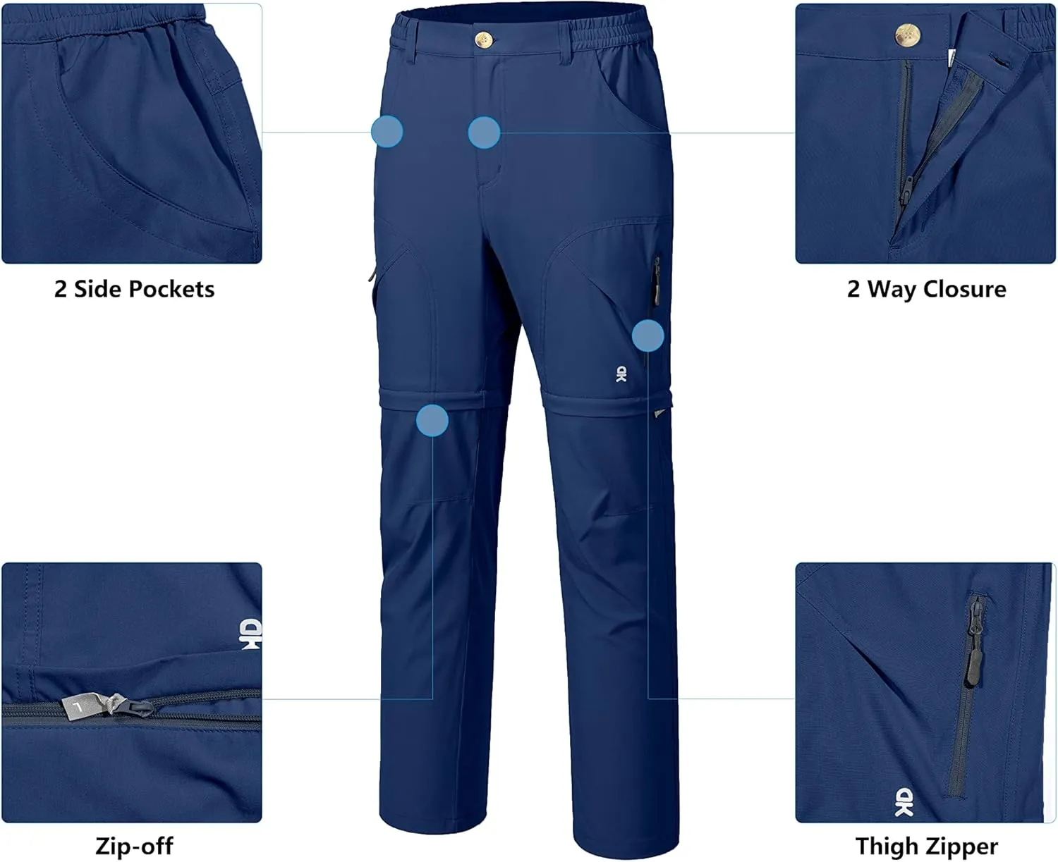 Little Donkey Andy Men's Stretch Convertible Pants Zip-Off Lightweight Quick-Dry Hiking Fishing Travel Pants