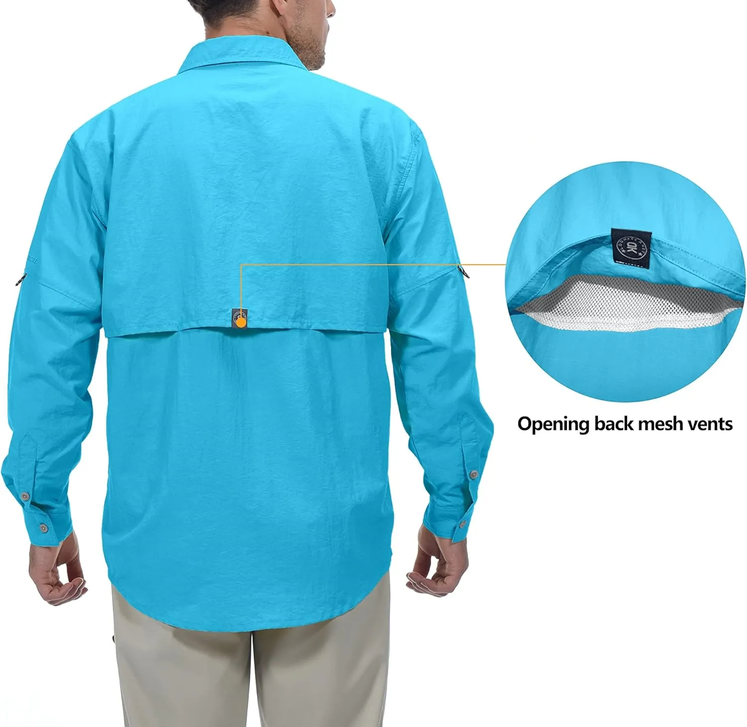 Little Donkey Andy Men's UPF 50  UV Protection Shirt, Long Sleeve Fishing Hiking Shirt