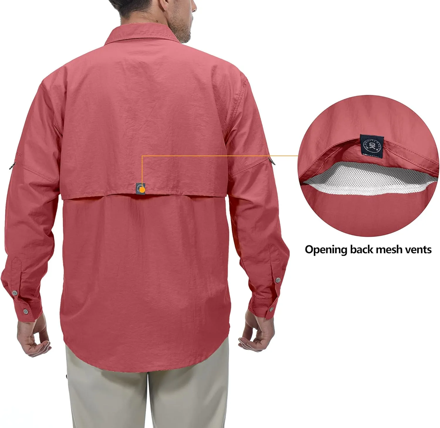 Little Donkey Andy Men's UPF 50  UV Protection Shirt, Long Sleeve Fishing Hiking Shirt
