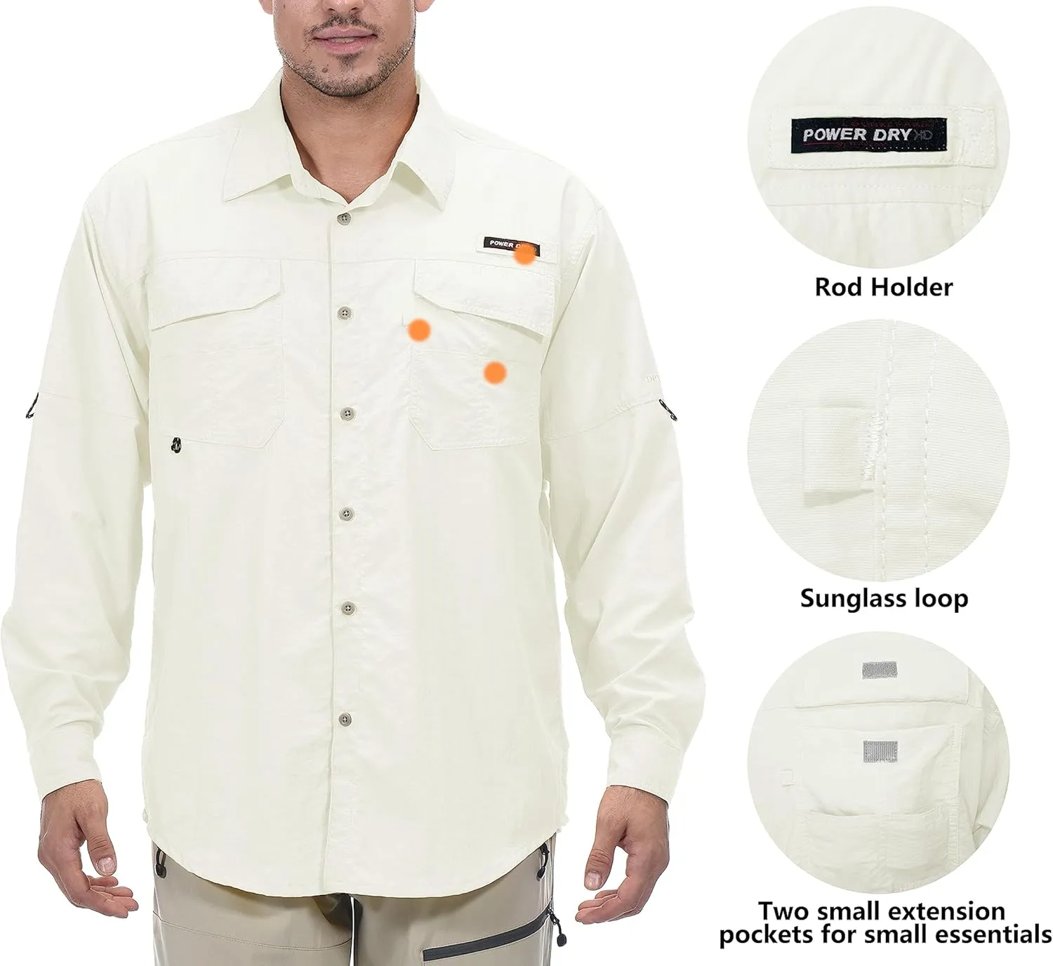 Little Donkey Andy Men's UPF 50  UV Protection Shirt, Long Sleeve Fishing Hiking Shirt