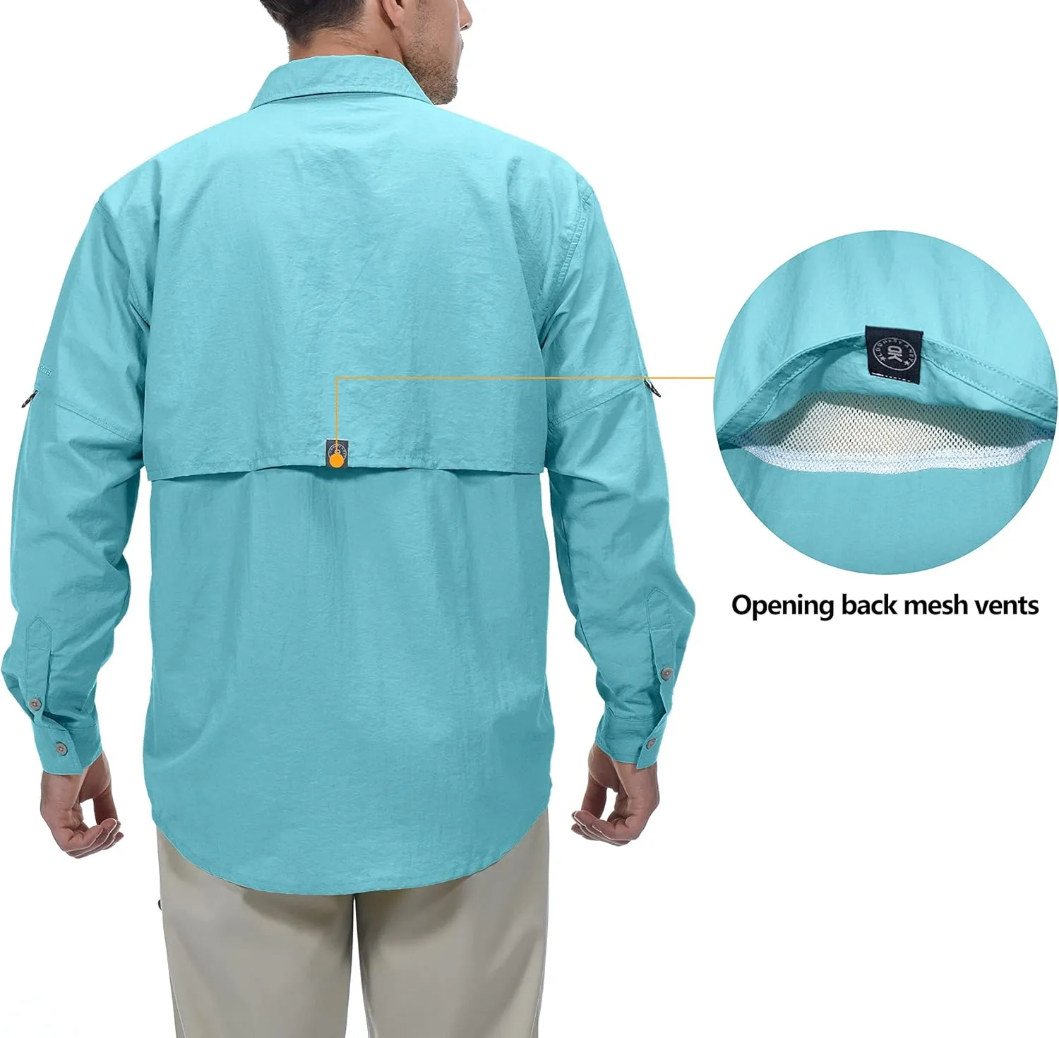 Little Donkey Andy Men's UPF 50  UV Protection Shirt, Long Sleeve Fishing Hiking Shirt