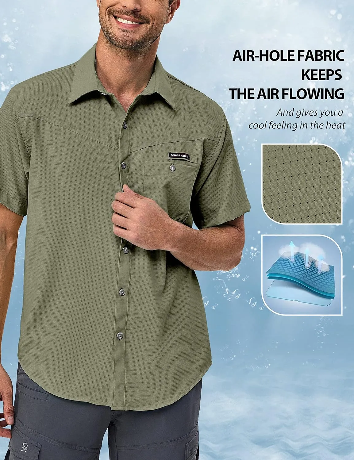 Little Donkey Andy Men's UPF 50 UV Protection Shirt, Ultra-Breathable Short Sleeve Fishing Hiking Shirts