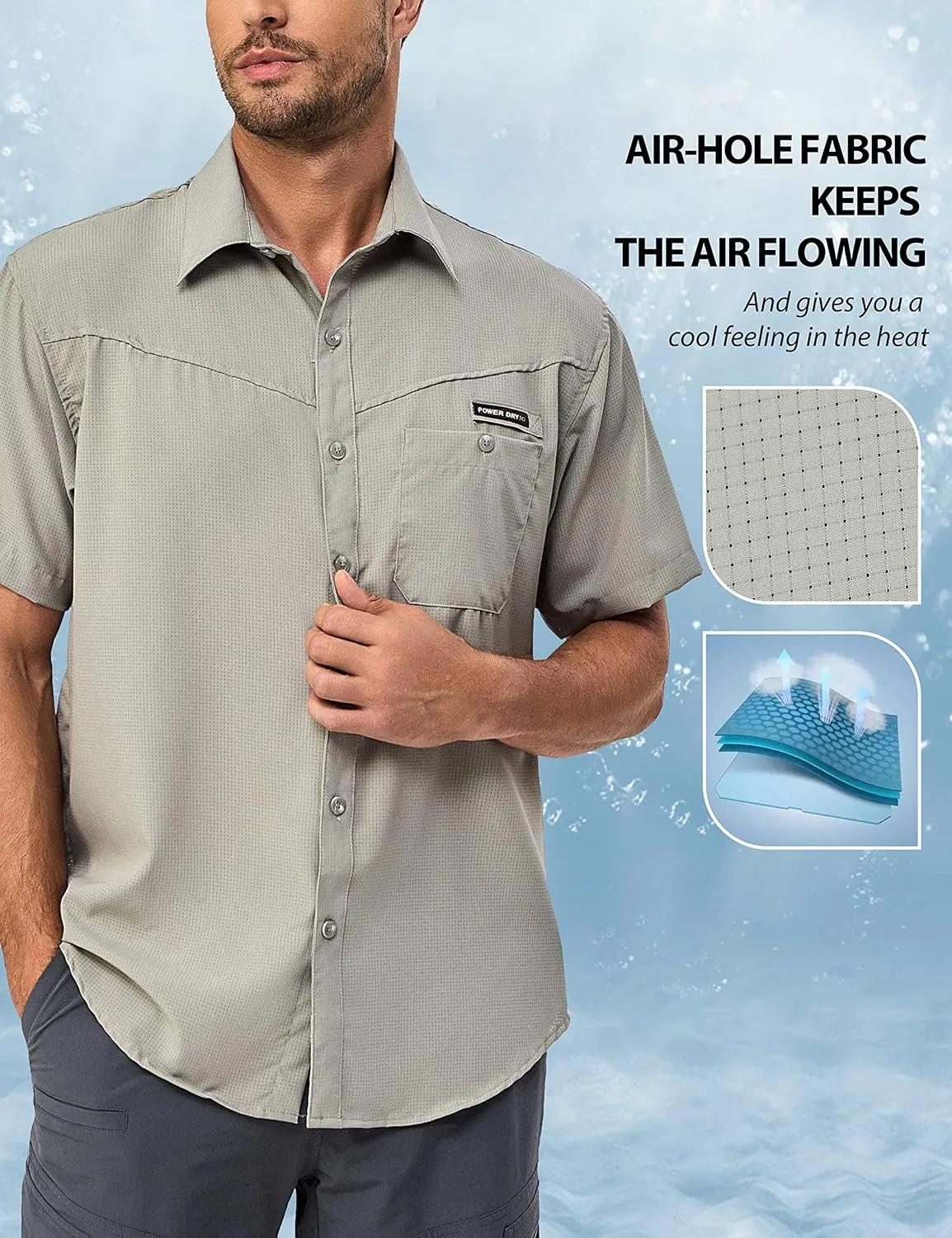 Little Donkey Andy Men's UPF 50 UV Protection Shirt, Ultra-Breathable Short Sleeve Fishing Hiking Shirts