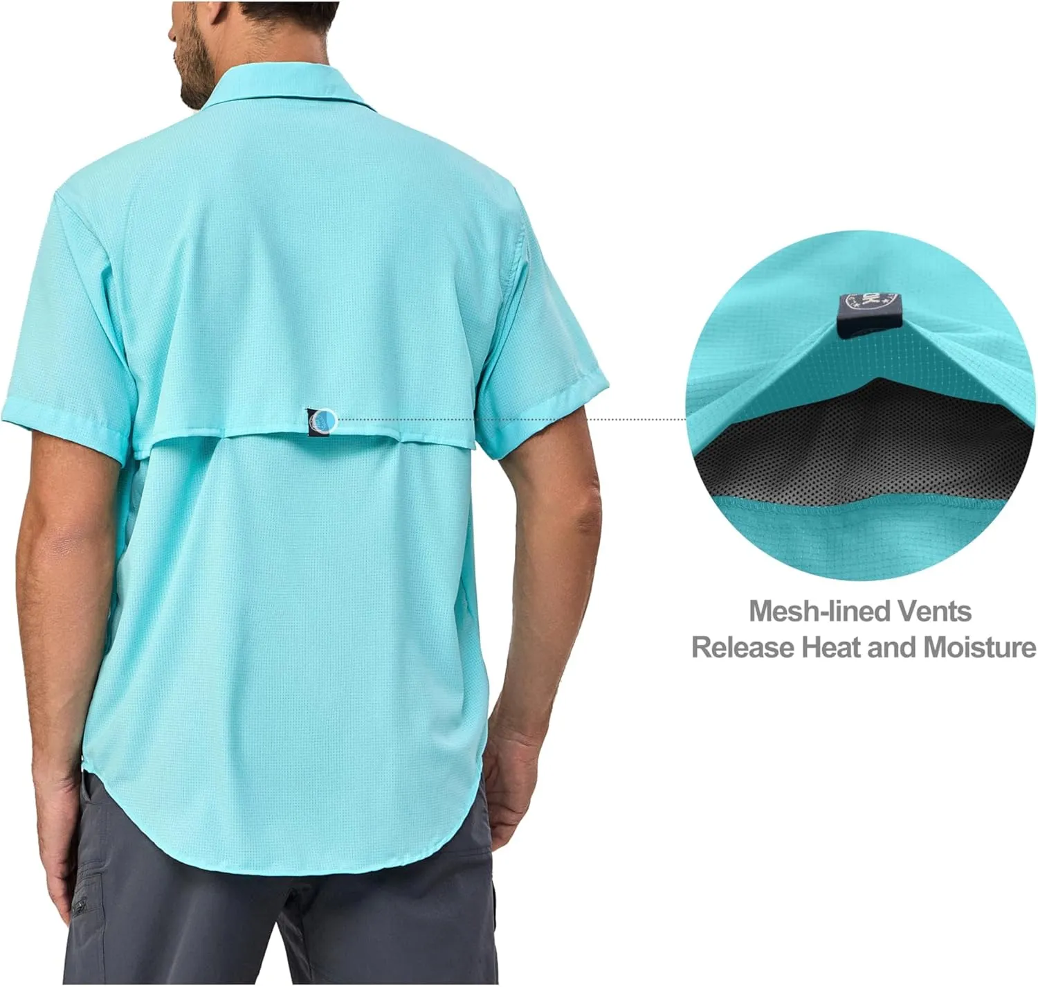 Little Donkey Andy Men's UPF 50 UV Protection Shirt, Ultra-Breathable Short Sleeve Fishing Hiking Shirts