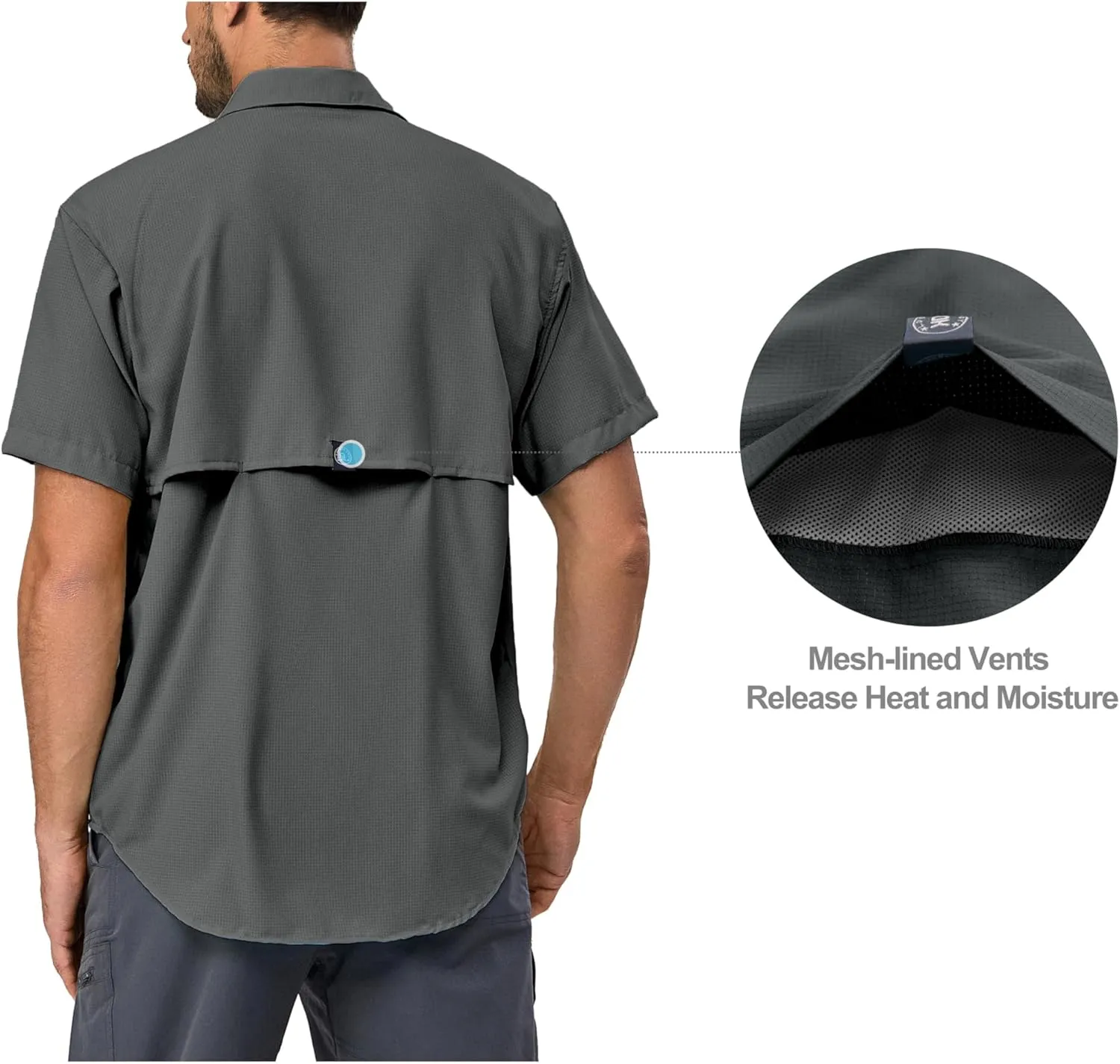 Little Donkey Andy Men's UPF 50 UV Protection Shirt, Ultra-Breathable Short Sleeve Fishing Hiking Shirts