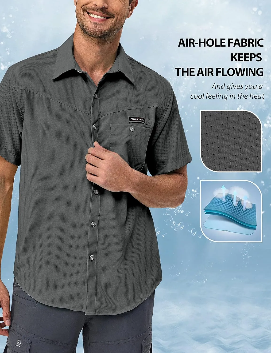 Little Donkey Andy Men's UPF 50 UV Protection Shirt, Ultra-Breathable Short Sleeve Fishing Hiking Shirts