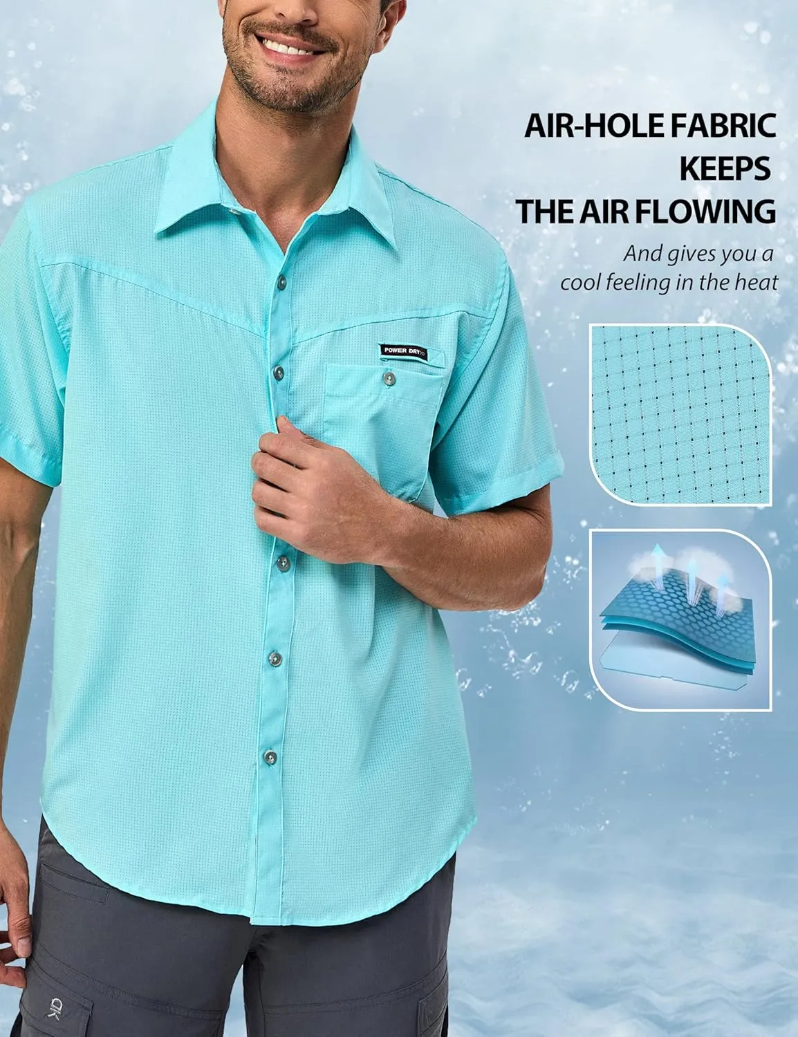 Little Donkey Andy Men's UPF 50 UV Protection Shirt, Ultra-Breathable Short Sleeve Fishing Hiking Shirts