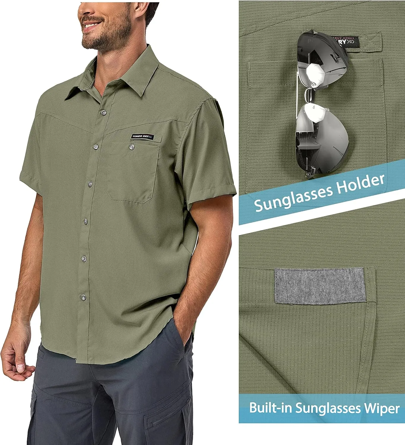 Little Donkey Andy Men's UPF 50 UV Protection Shirt, Ultra-Breathable Short Sleeve Fishing Hiking Shirts