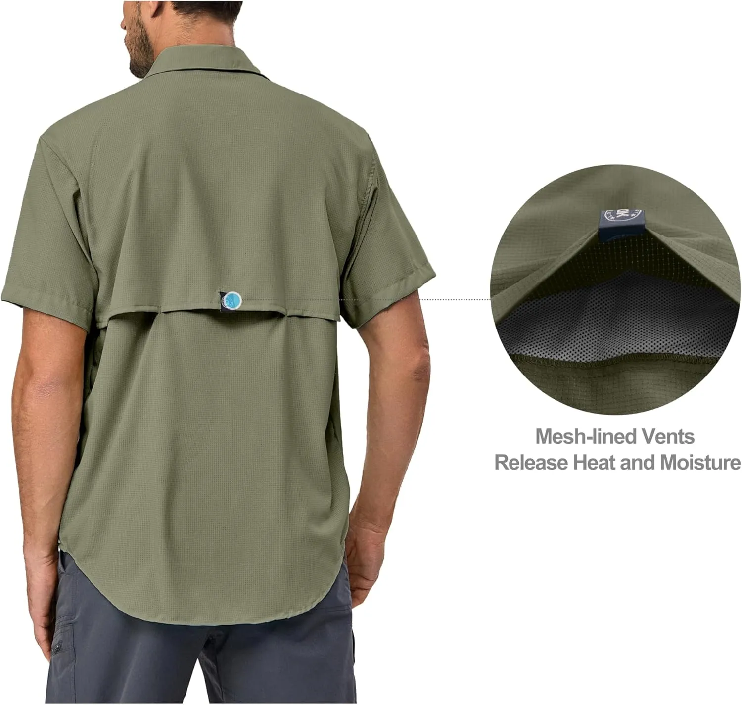 Little Donkey Andy Men's UPF 50 UV Protection Shirt, Ultra-Breathable Short Sleeve Fishing Hiking Shirts