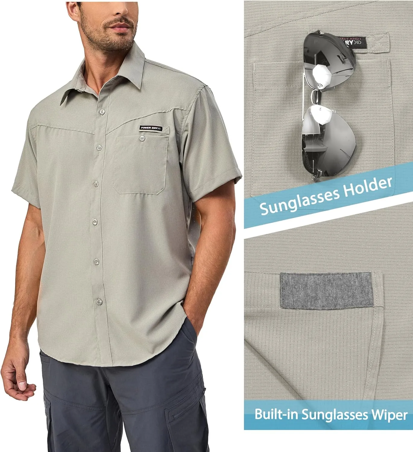 Little Donkey Andy Men's UPF 50 UV Protection Shirt, Ultra-Breathable Short Sleeve Fishing Hiking Shirts
