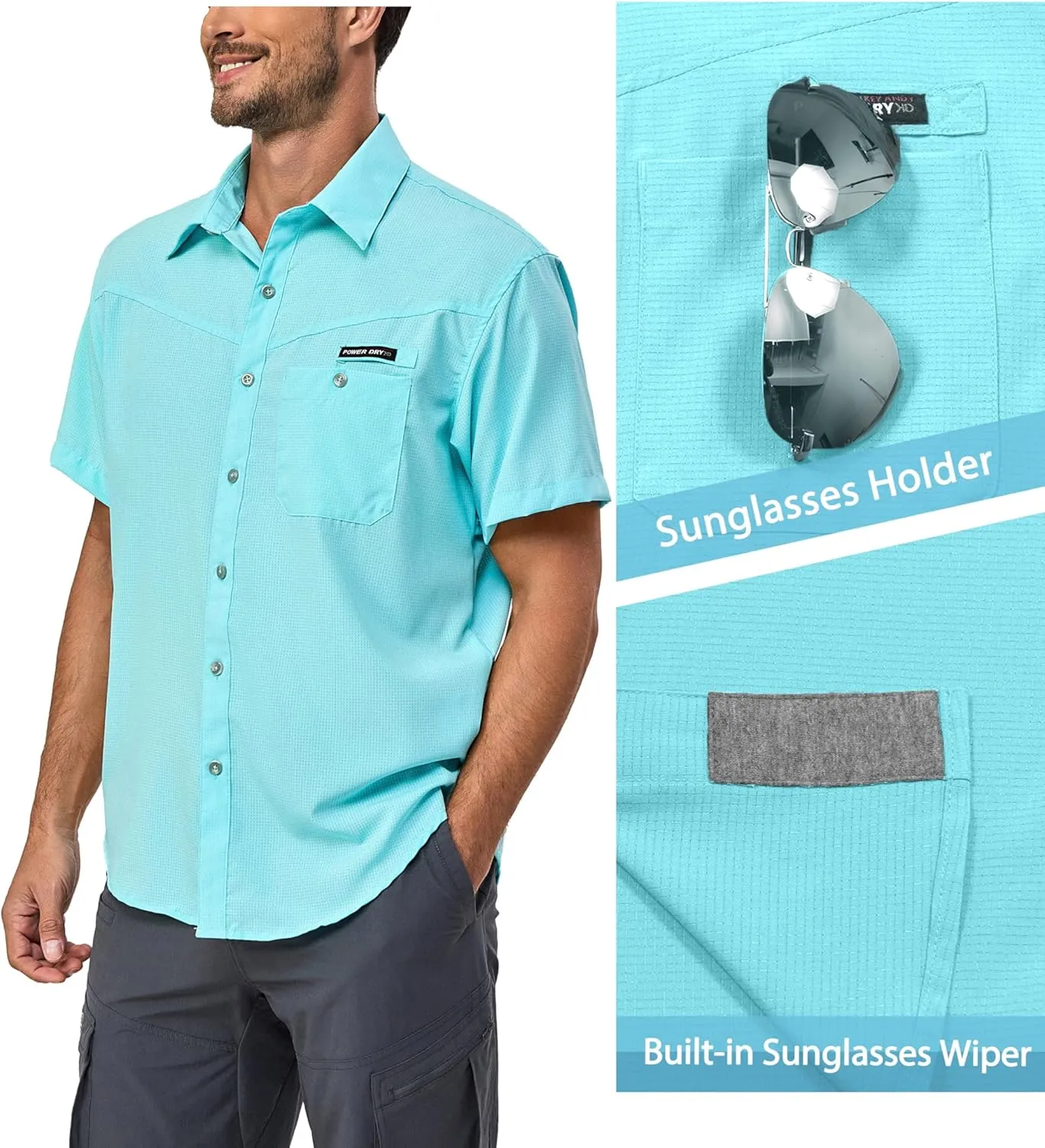 Little Donkey Andy Men's UPF 50 UV Protection Shirt, Ultra-Breathable Short Sleeve Fishing Hiking Shirts