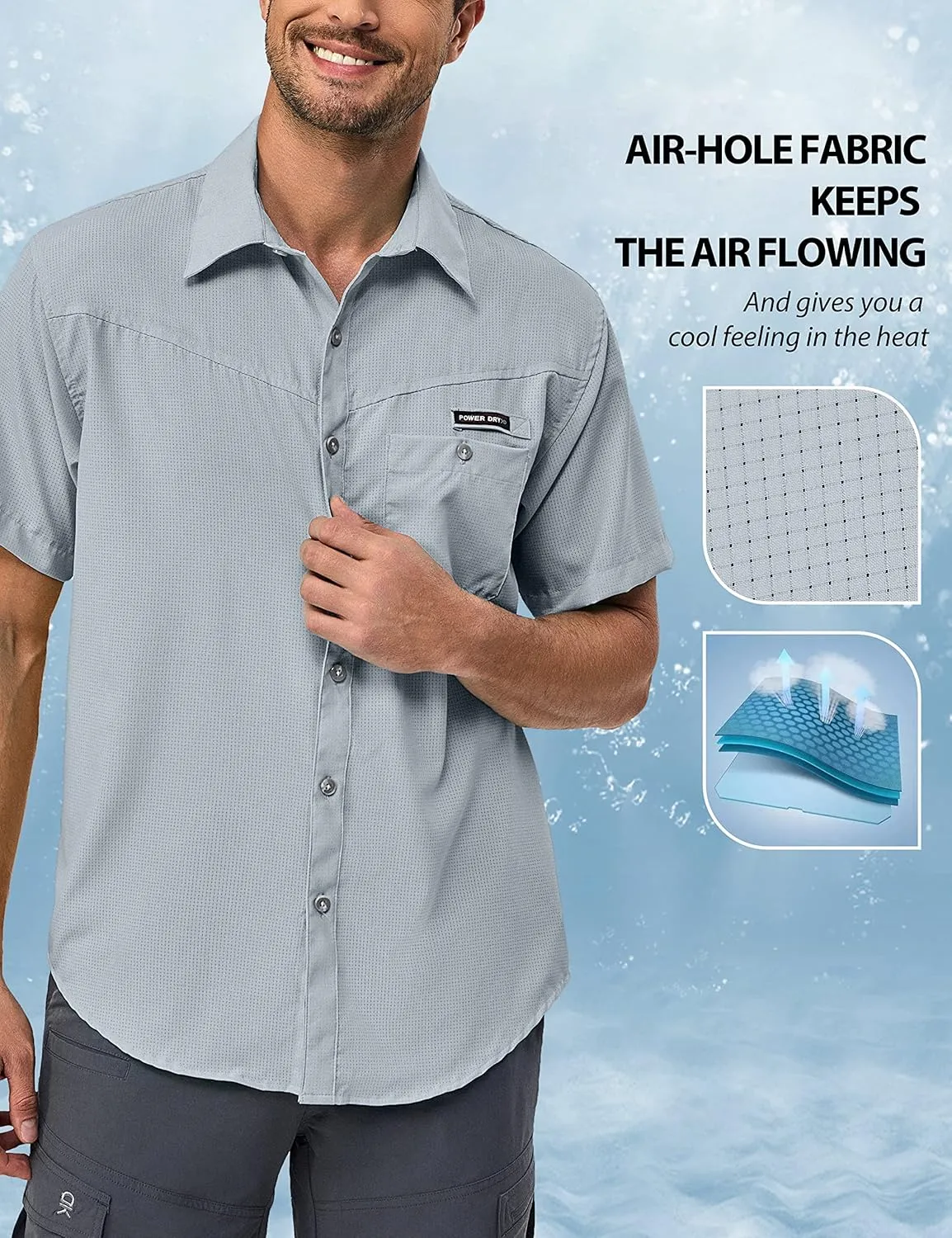 Little Donkey Andy Men's UPF 50 UV Protection Shirt, Ultra-Breathable Short Sleeve Fishing Hiking Shirts