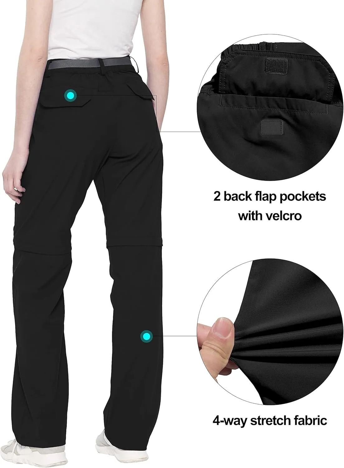 Little Donkey Andy Women's Convertible Hiking Pants Quick Dry Zip Off Shorts Lightweight Fishing Travel Trousers