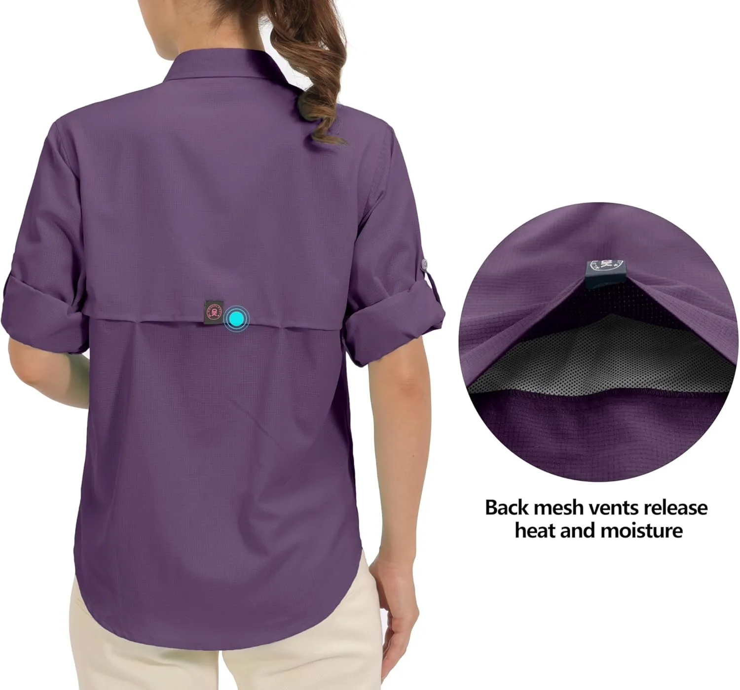 Little Donkey Andy Women's UPF 50 UV Protection Shirt, Breathable Long Sleeve Fishing Hiking Shirts, Quick Dry