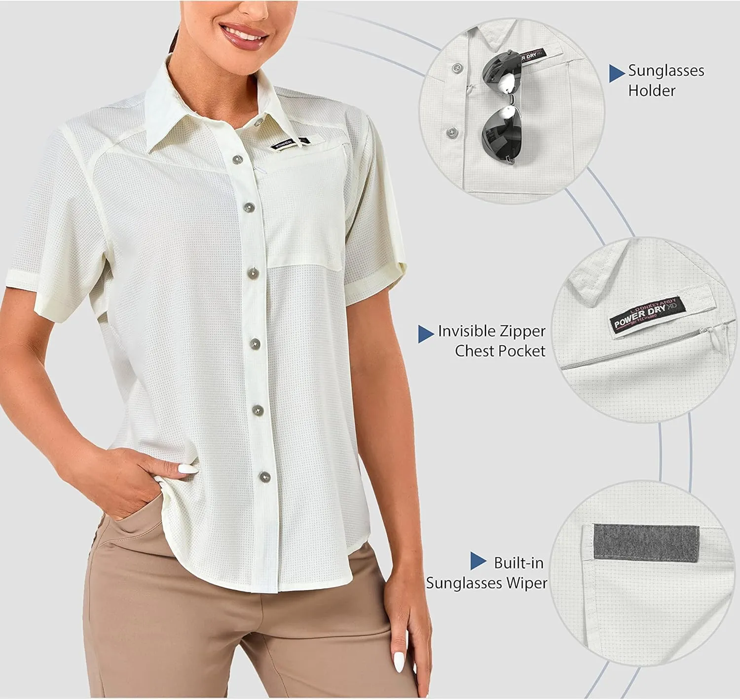 Little Donkey Andy Women's UPF 50 UV Protection Shirt, Breathable Short Sleeve Fishing Hiking Shirts, Quick Dry