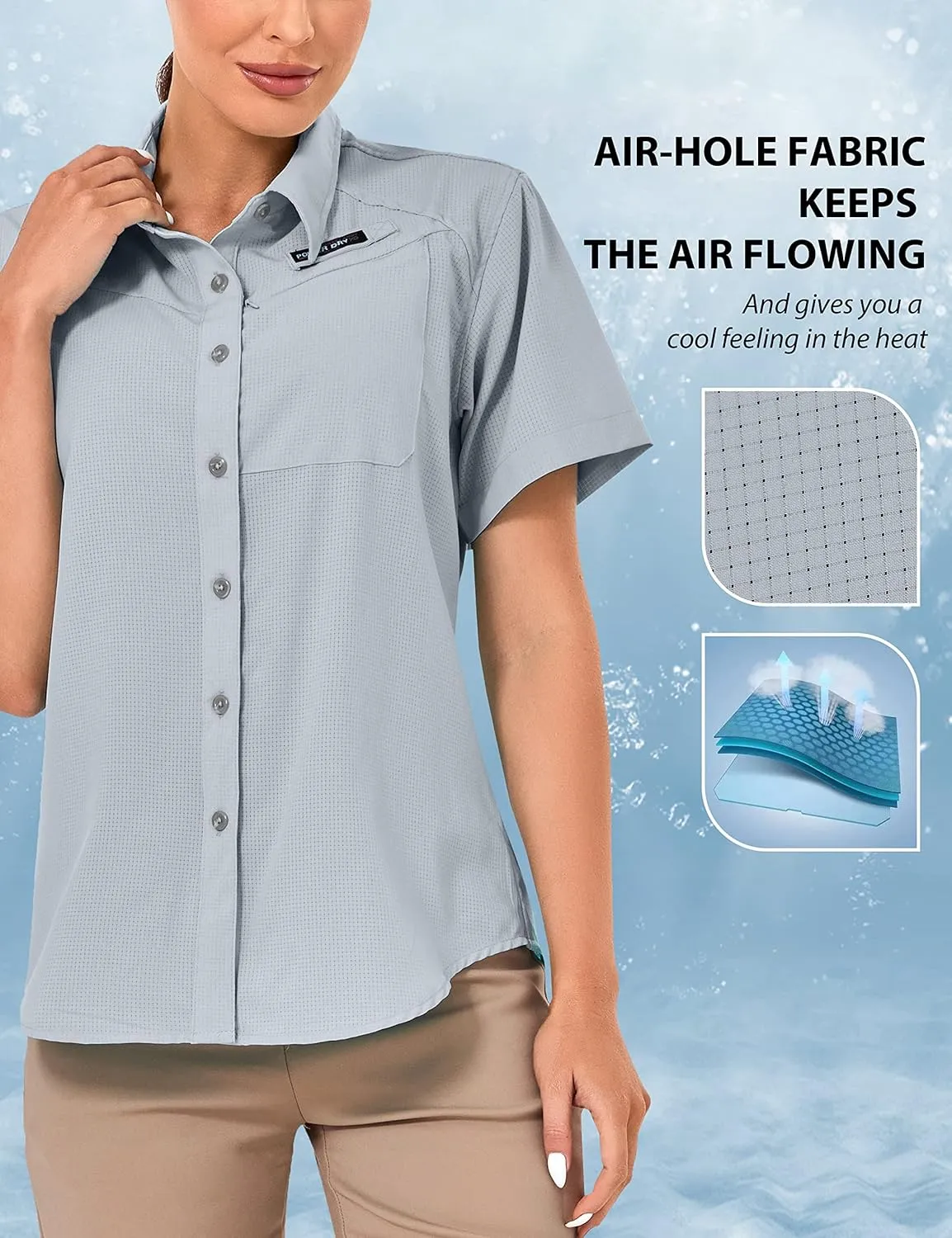Little Donkey Andy Women's UPF 50 UV Protection Shirt, Breathable Short Sleeve Fishing Hiking Shirts, Quick Dry