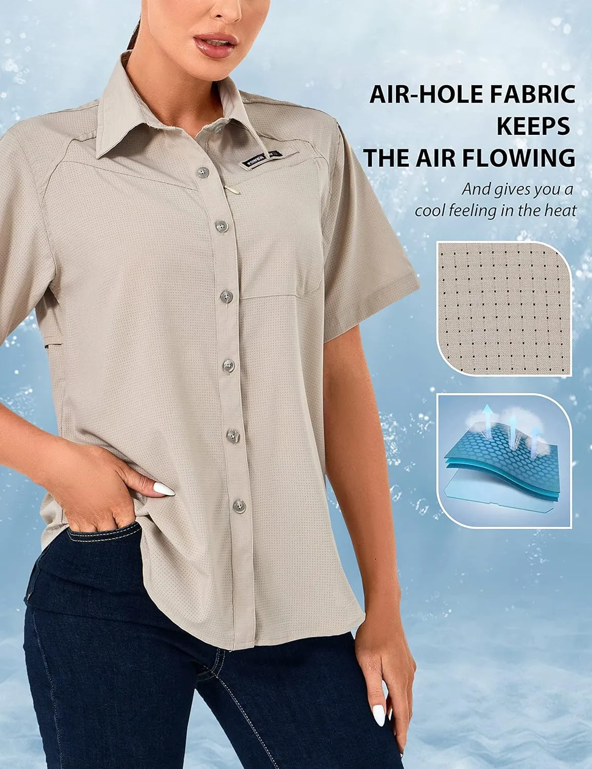 Little Donkey Andy Women's UPF 50 UV Protection Shirt, Breathable Short Sleeve Fishing Hiking Shirts, Quick Dry