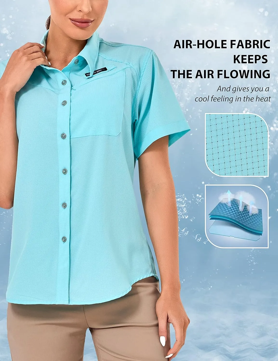 Little Donkey Andy Women's UPF 50 UV Protection Shirt, Breathable Short Sleeve Fishing Hiking Shirts, Quick Dry