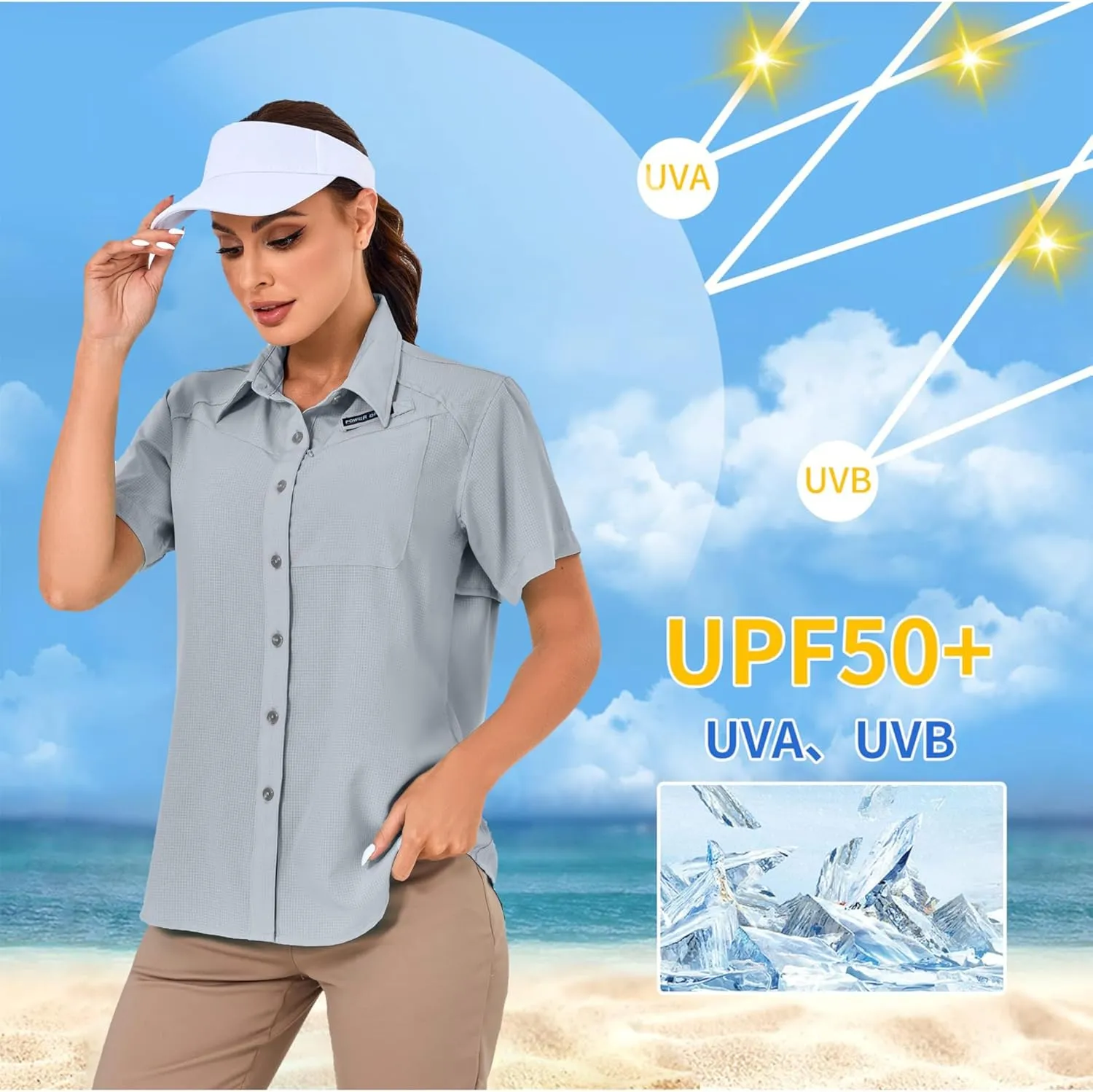 Little Donkey Andy Women's UPF 50 UV Protection Shirt, Breathable Short Sleeve Fishing Hiking Shirts, Quick Dry