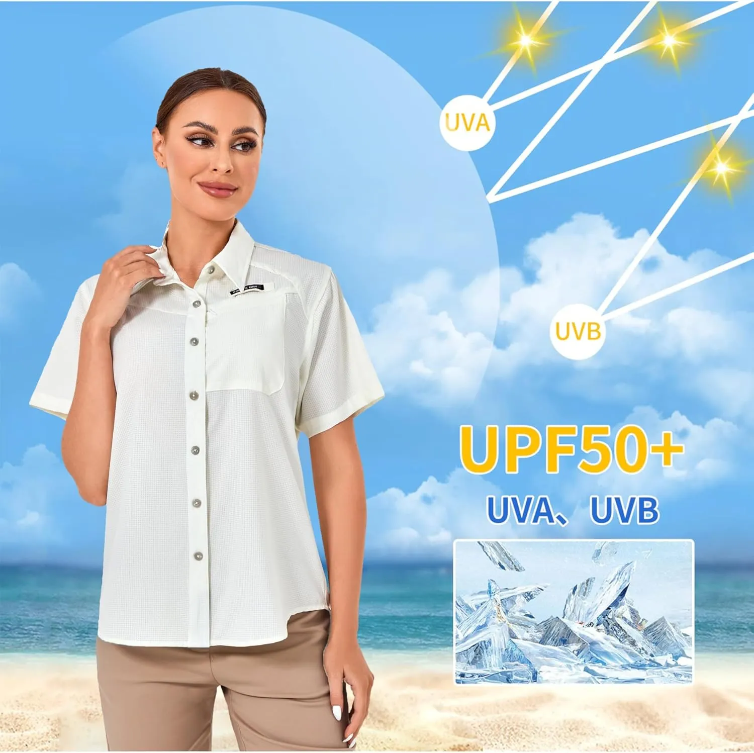 Little Donkey Andy Women's UPF 50 UV Protection Shirt, Breathable Short Sleeve Fishing Hiking Shirts, Quick Dry
