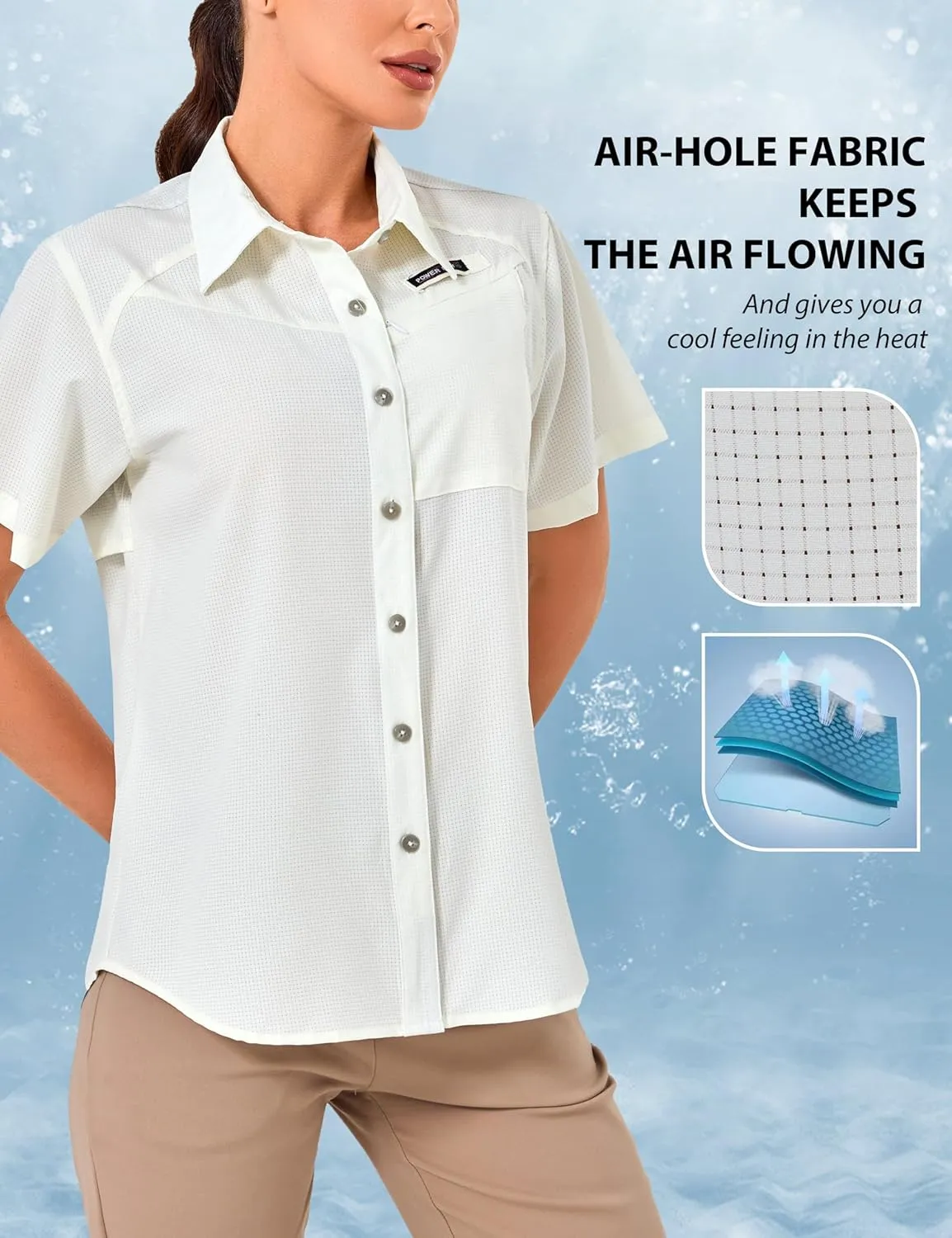 Little Donkey Andy Women's UPF 50 UV Protection Shirt, Breathable Short Sleeve Fishing Hiking Shirts, Quick Dry