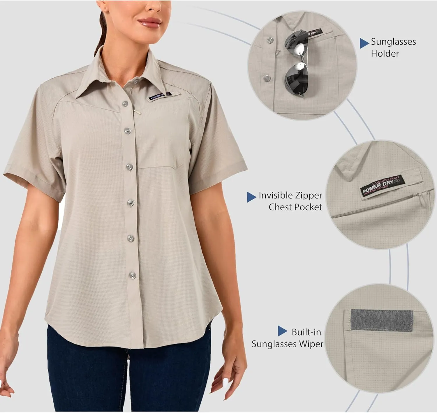 Little Donkey Andy Women's UPF 50 UV Protection Shirt, Breathable Short Sleeve Fishing Hiking Shirts, Quick Dry