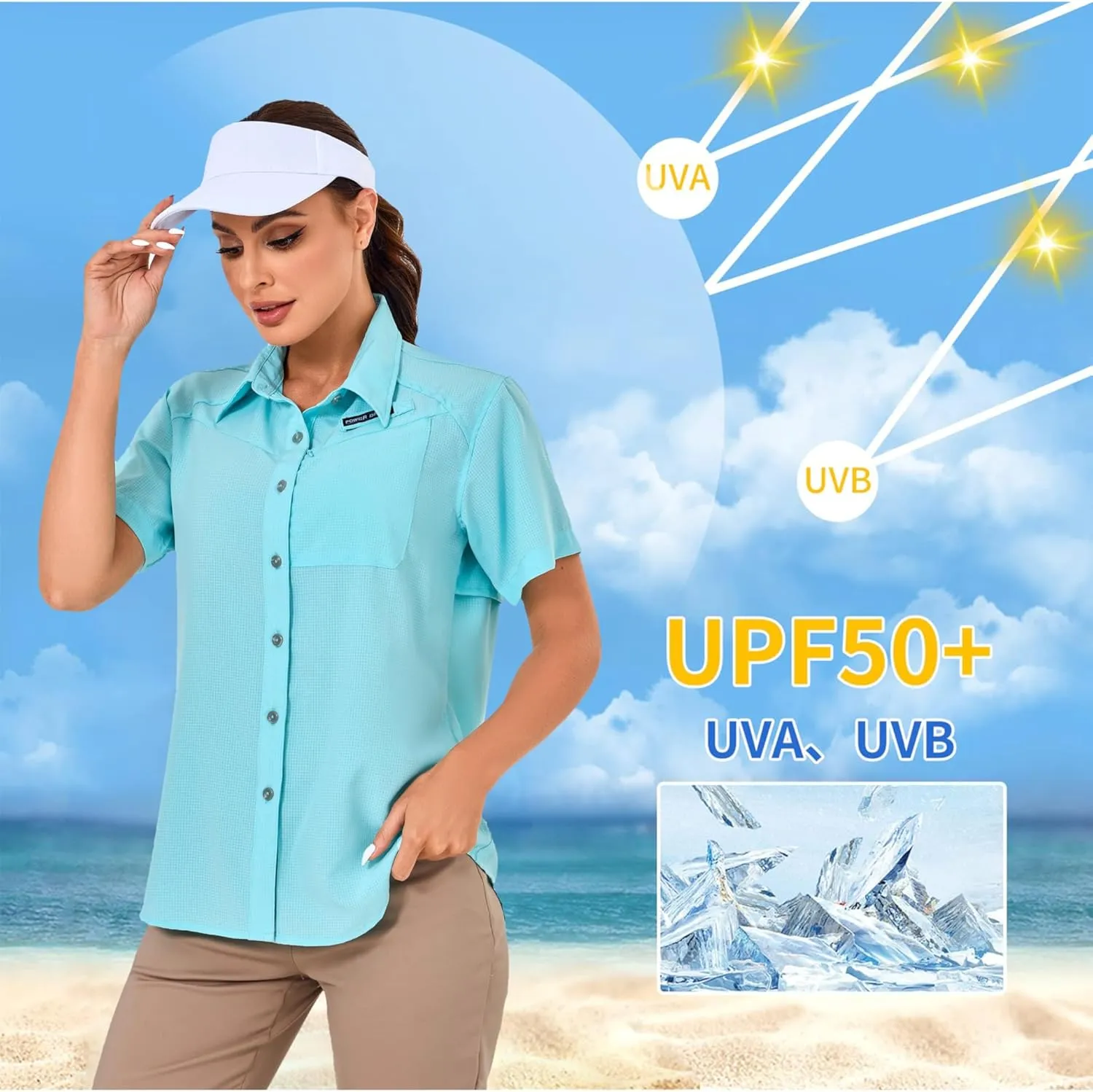 Little Donkey Andy Women's UPF 50 UV Protection Shirt, Breathable Short Sleeve Fishing Hiking Shirts, Quick Dry
