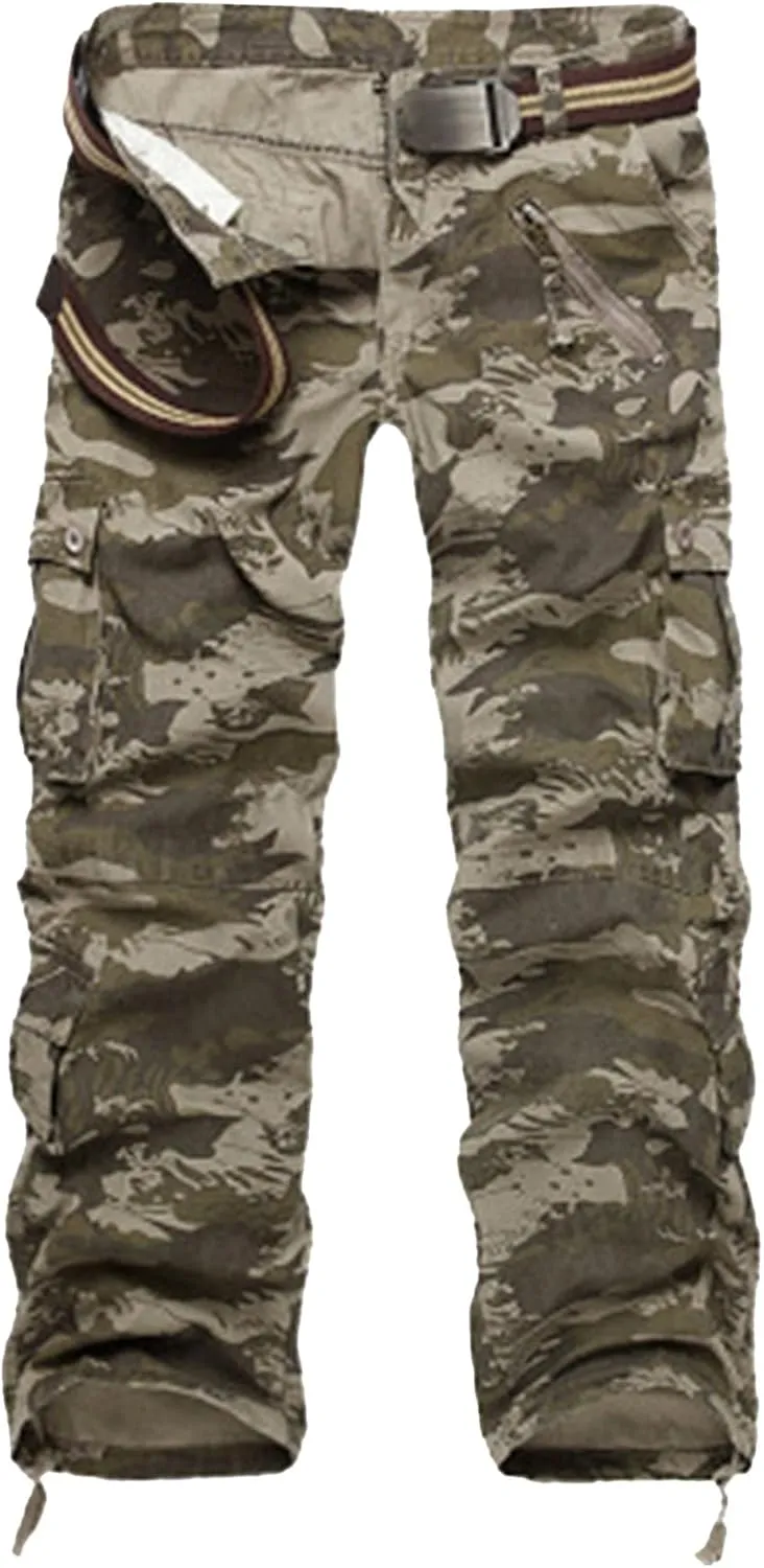Maiyifu-GJ Men's Casual Military Cargo Pants Multi-Pockets Camouflage Cargo Long Trousers Lightweight Hiking Sweatpants