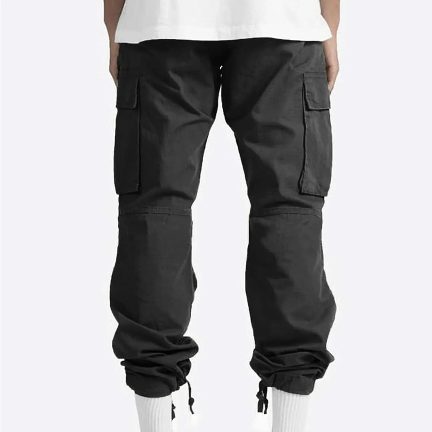 Maiyifu-GJ Men's Elastic Waist Cargo Pants Lightweight Multi-Pockets Hiking Long Trousers Casual Athletic Joggers Sweatpants