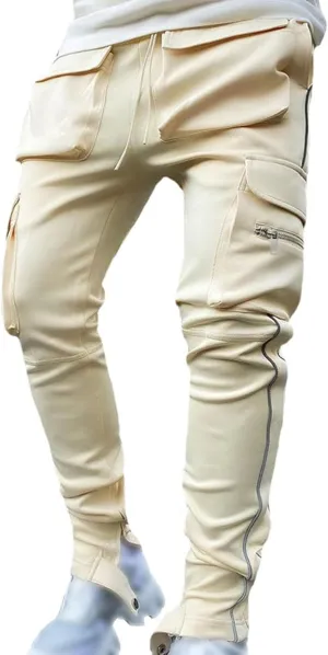 Maiyifu-GJ Men's Multi-Pockets Cargo Joggers Pants Fashion Casual Stretch Drawstring Sweatpants Athletic Hiking Trousers