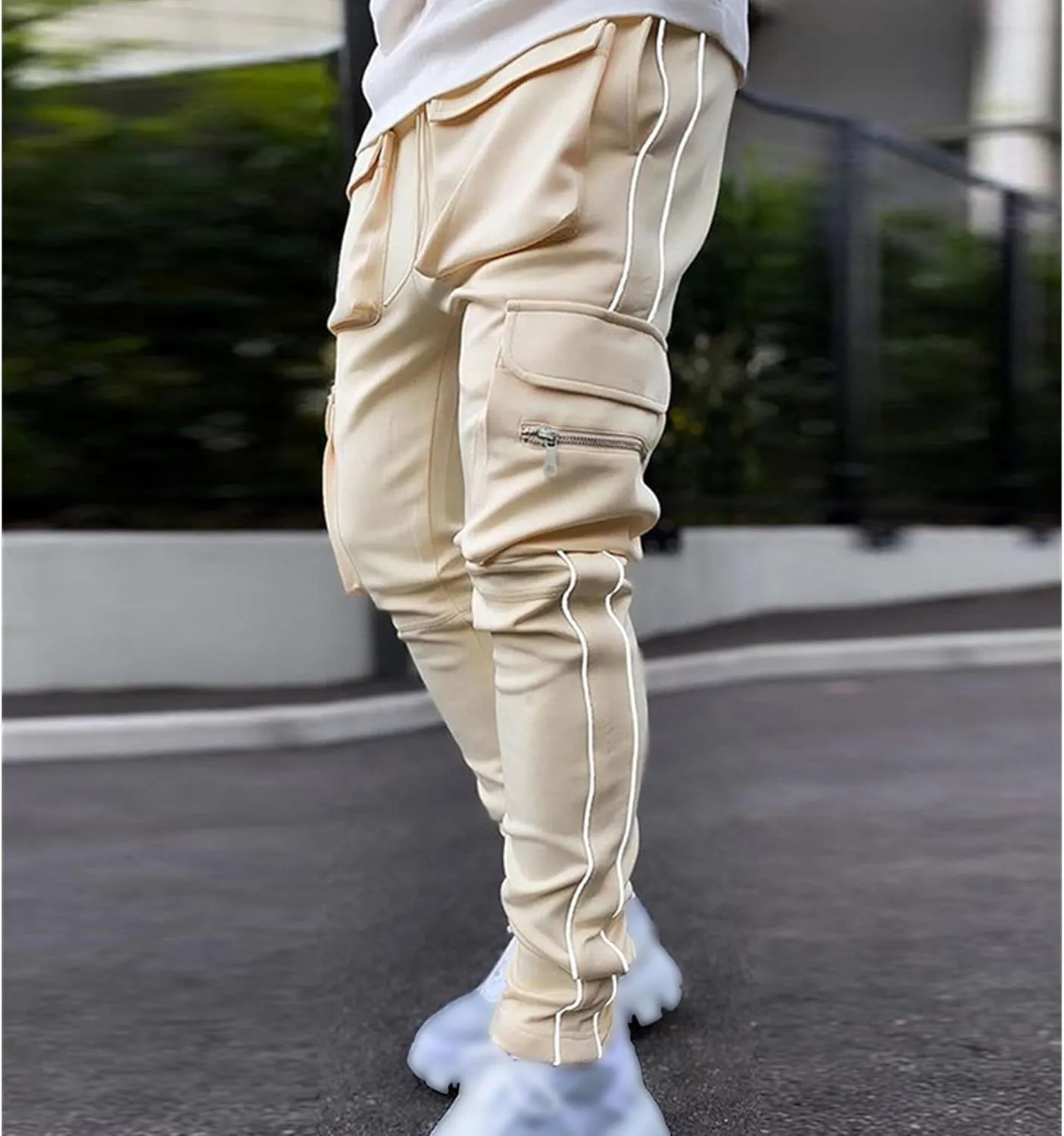 Maiyifu-GJ Men's Multi-Pockets Cargo Joggers Pants Fashion Casual Stretch Drawstring Sweatpants Athletic Hiking Trousers