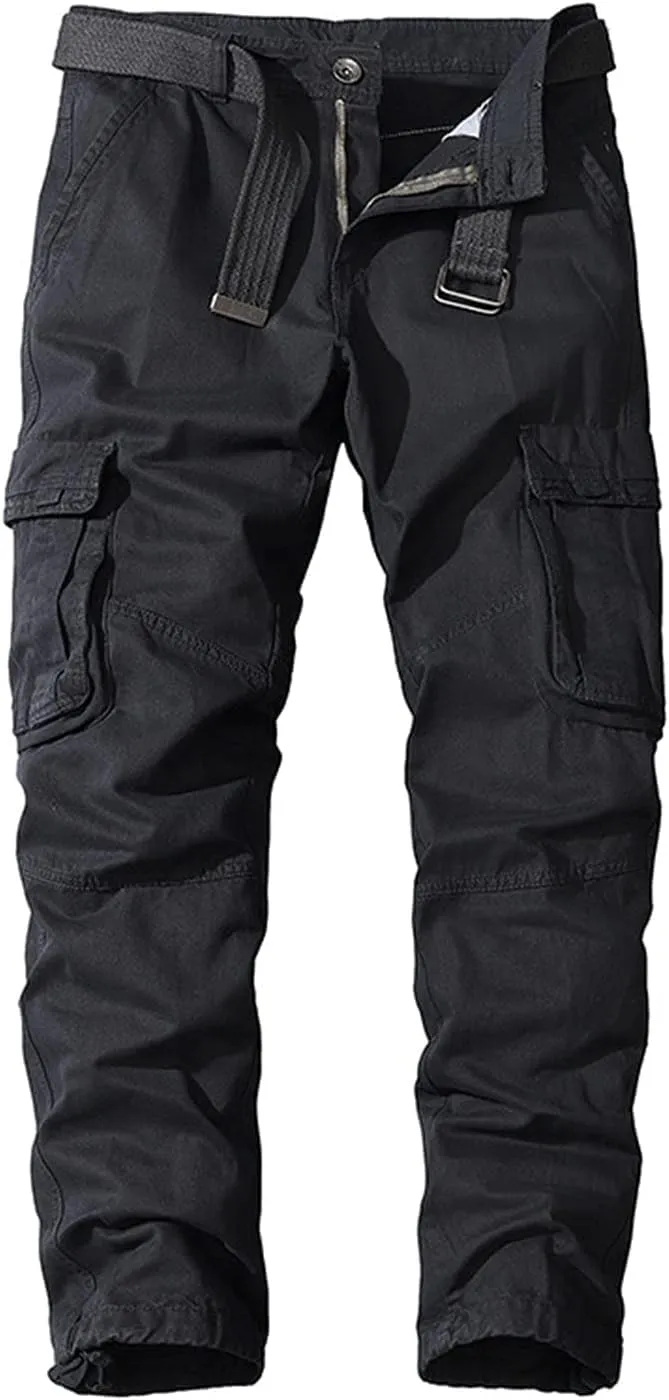 Maiyifu-GJ Men's Multi Pockets Hiking Pants Cargo Pants Casual Cotton Athletic Jogger Trousers Straight Leg Sweatpants