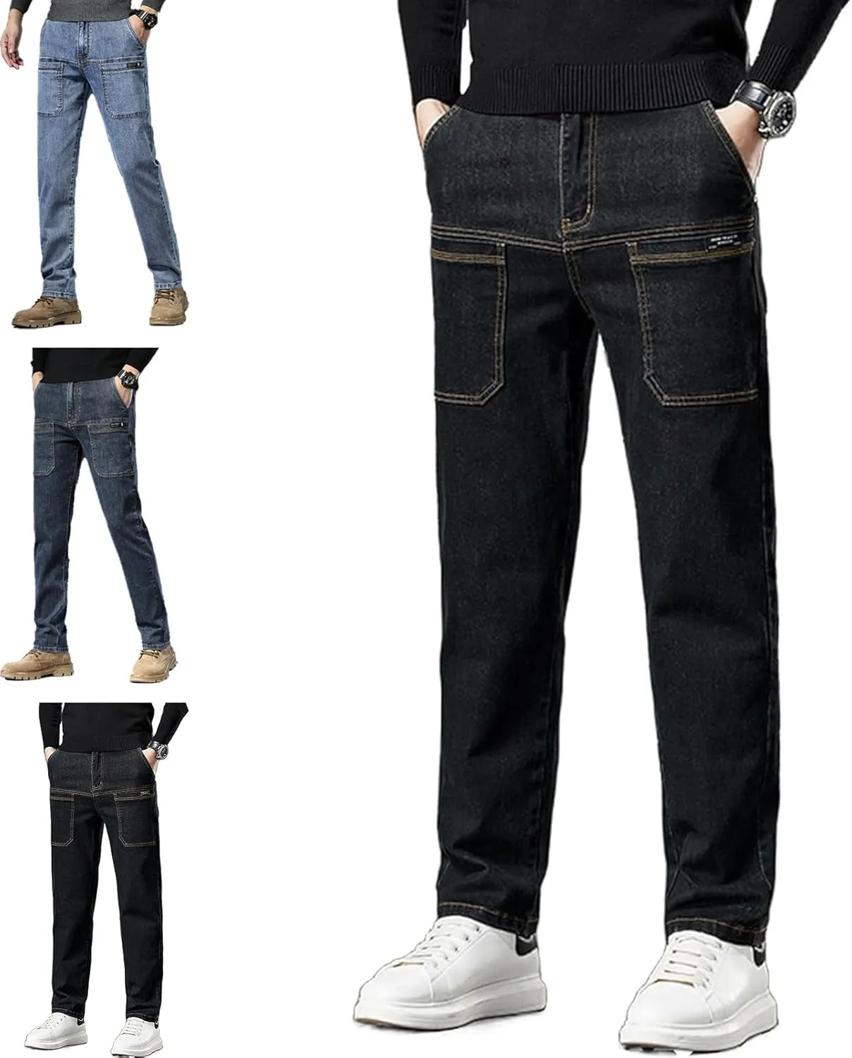 Mecutie Jeans, Mecutie Jeans Men, Mecutie - High Stretch Multi-Pocket Durable Cargo Pants, Motorcycle Jeans for Men