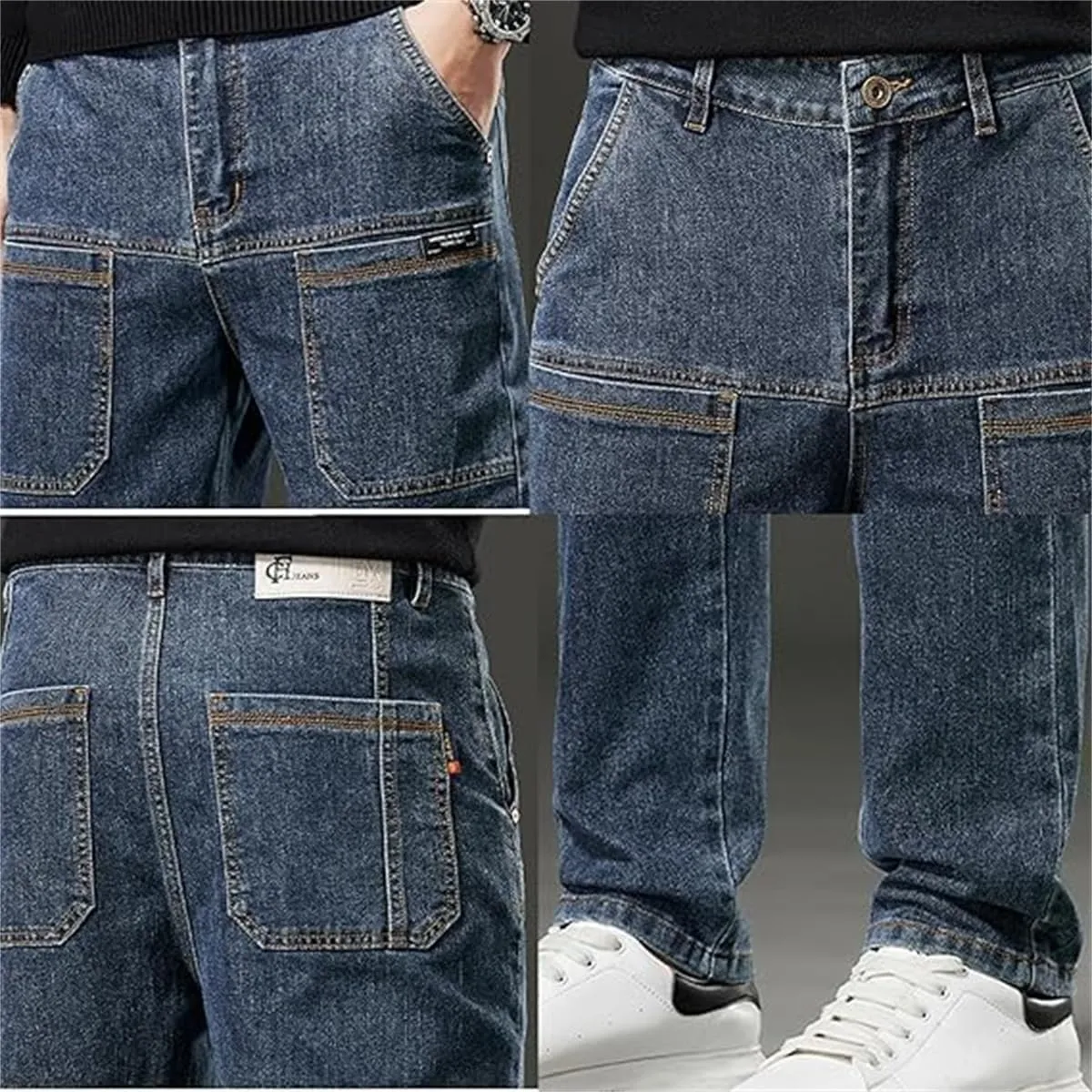 Mecutie Jeans, Mecutie Jeans Men, Mecutie - High Stretch Multi-Pocket Durable Cargo Pants, Motorcycle Jeans for Men