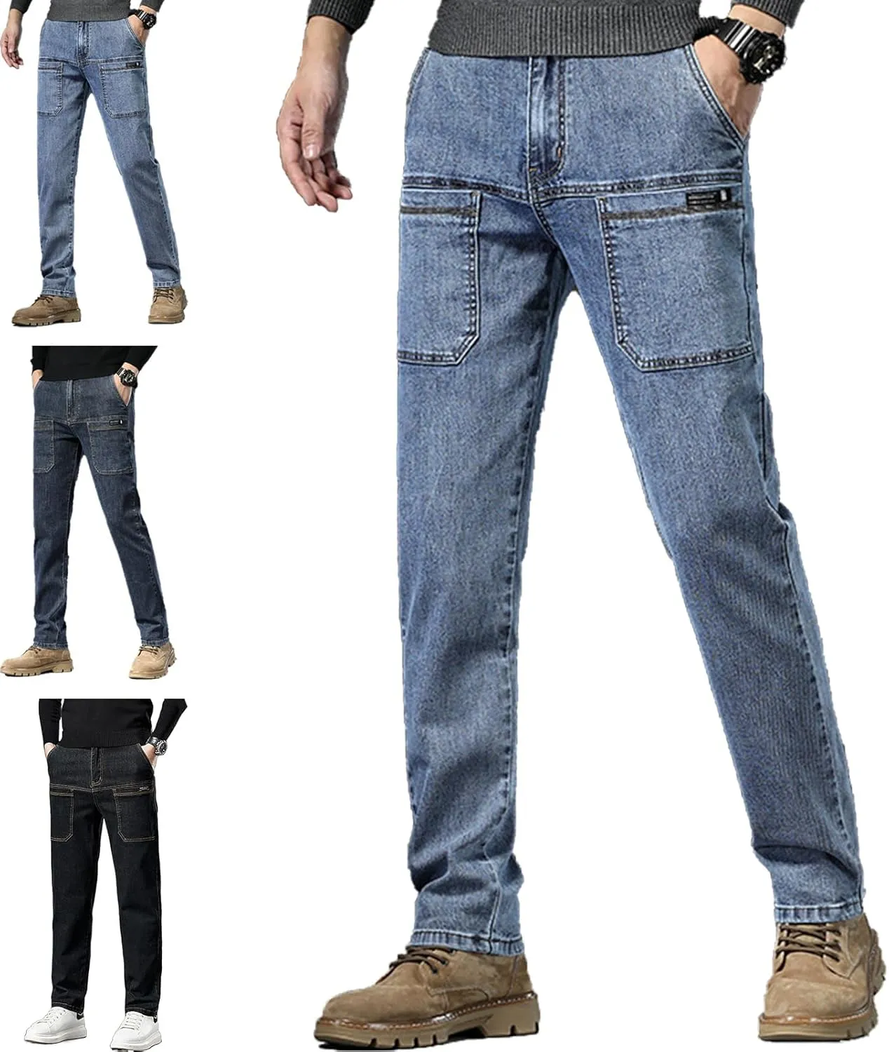 Mecutie Jeans, Mecutie Jeans Men, Mecutie - High Stretch Multi-Pocket Durable Cargo Pants, Motorcycle Jeans for Men
