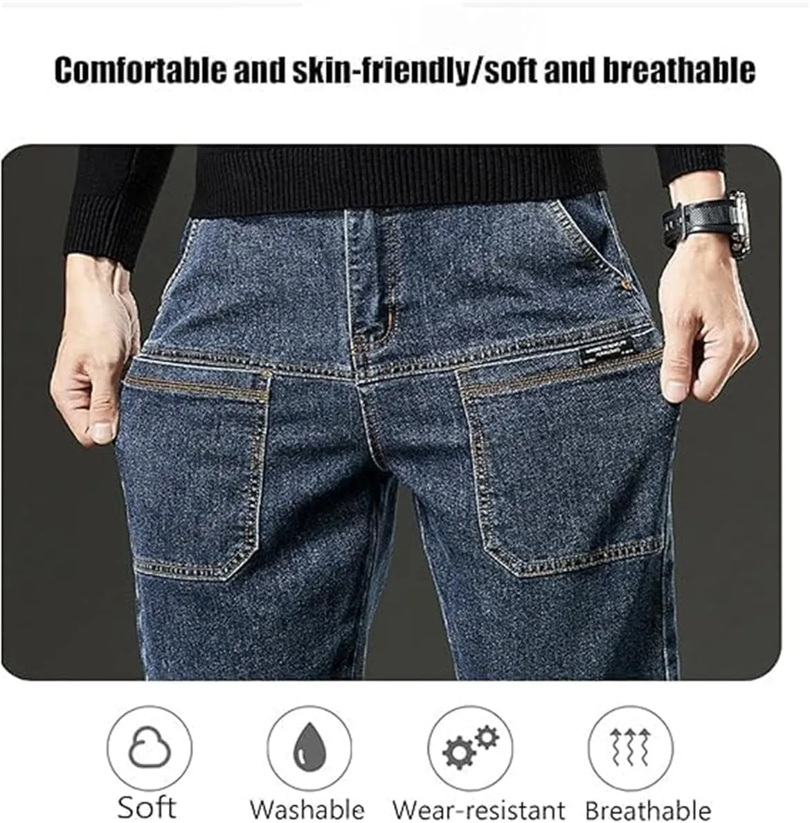 Mecutie Jeans, Mecutie Jeans Men, Mecutie - High Stretch Multi-Pocket Durable Cargo Pants, Motorcycle Jeans for Men